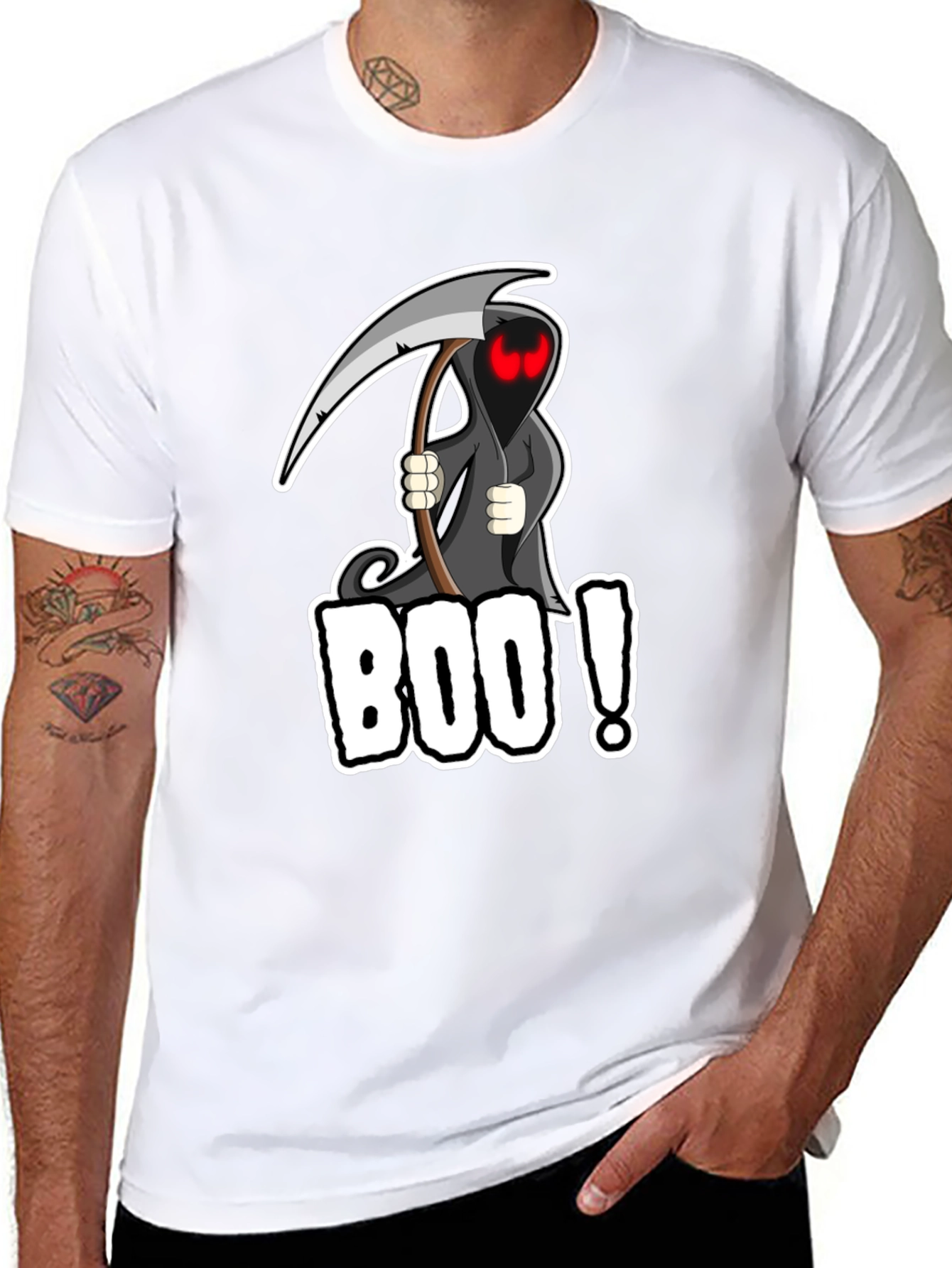 Boo! Grim Reaper Graphic Black T-Shirt