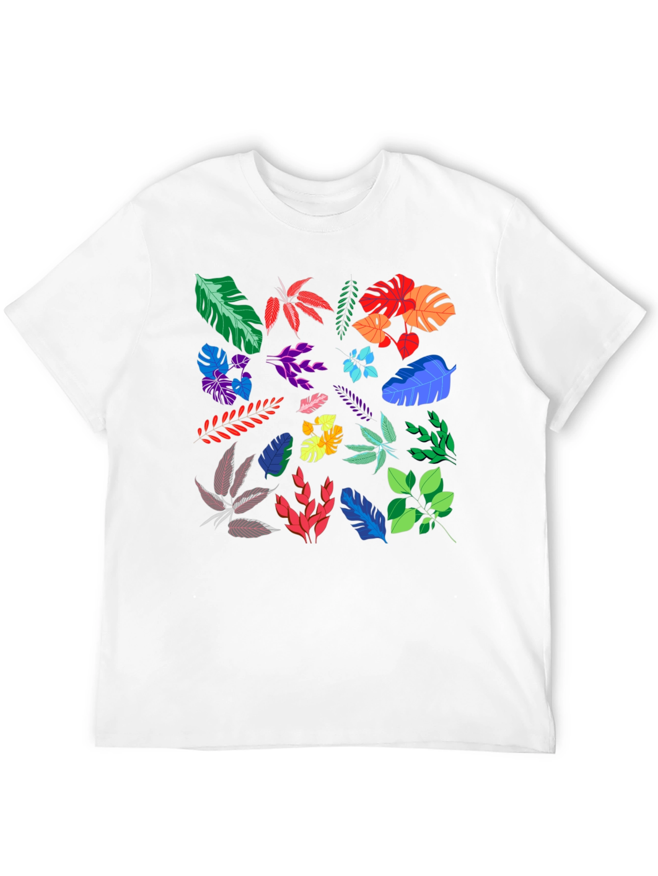 Tropical Leaves Print Black T-Shirt