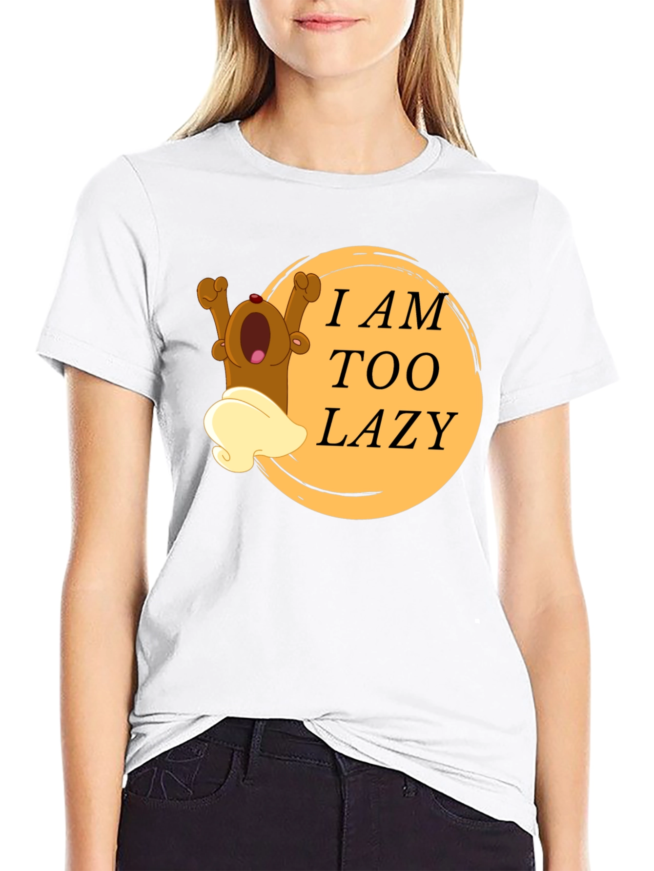 Lazy Bear Cartoon Graphic T-Shirt