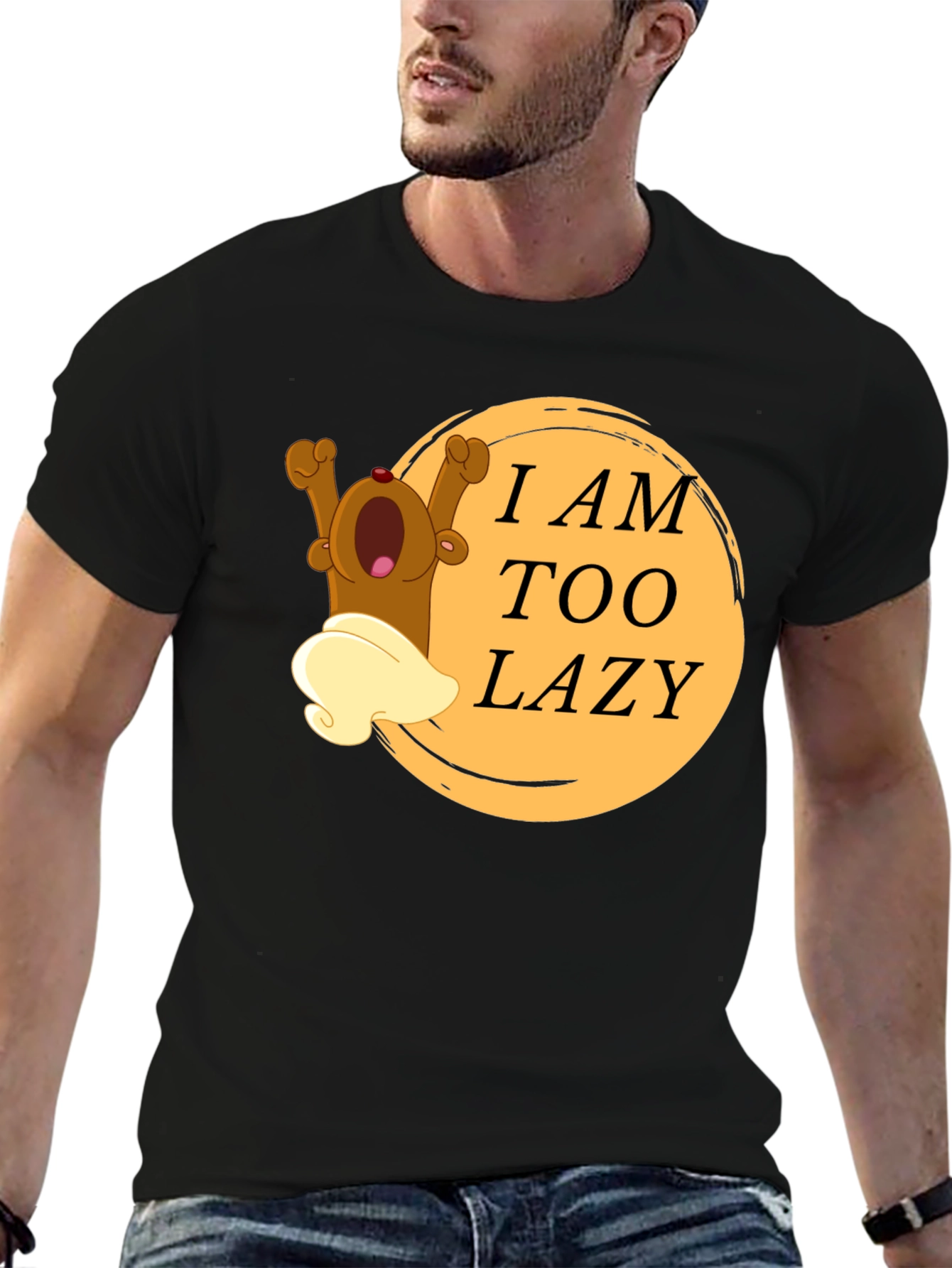 Lazy Bear Cartoon Graphic T-Shirt