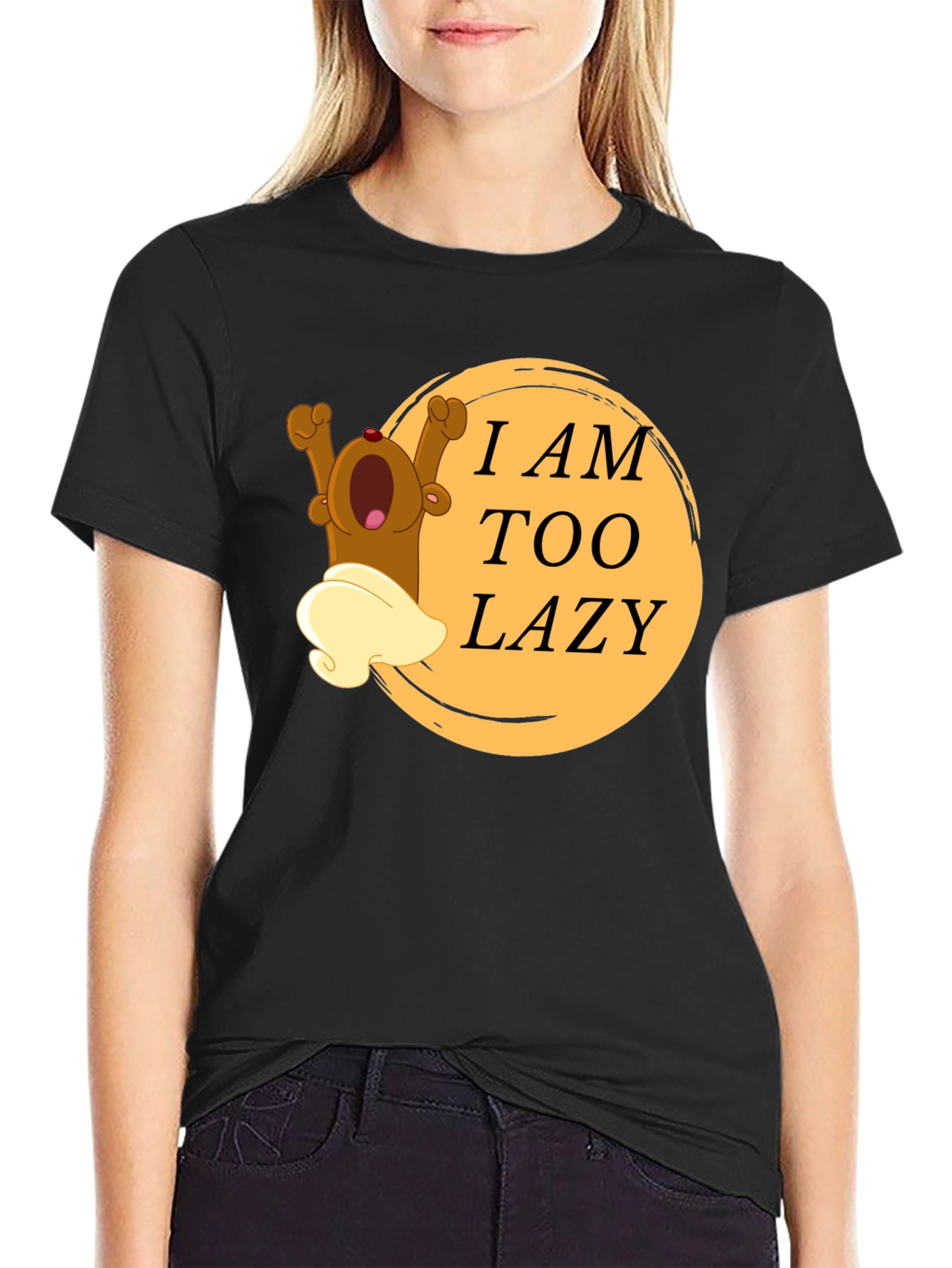 Lazy Bear Cartoon Graphic T-Shirt