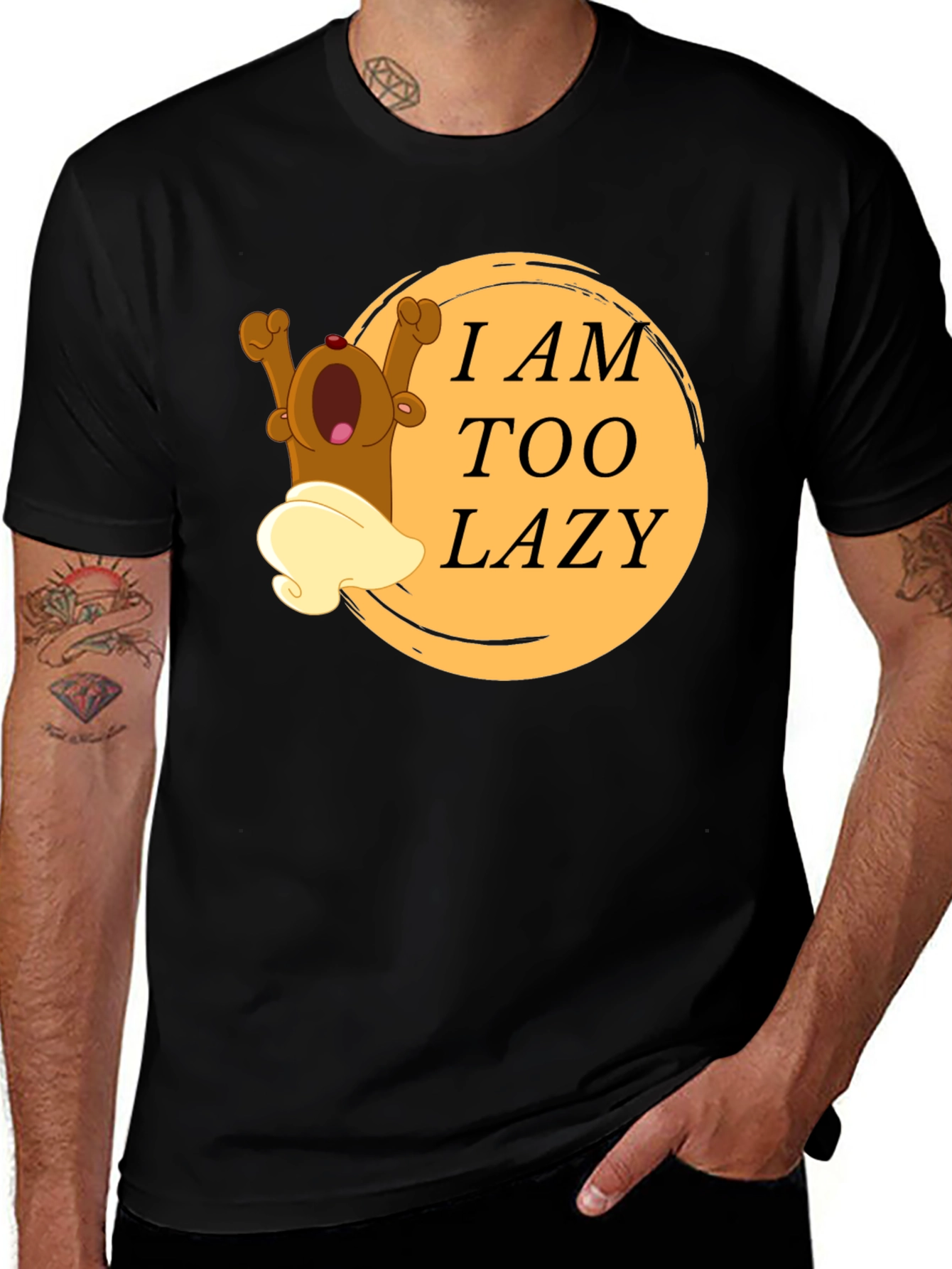 Lazy Bear Cartoon Graphic T-Shirt