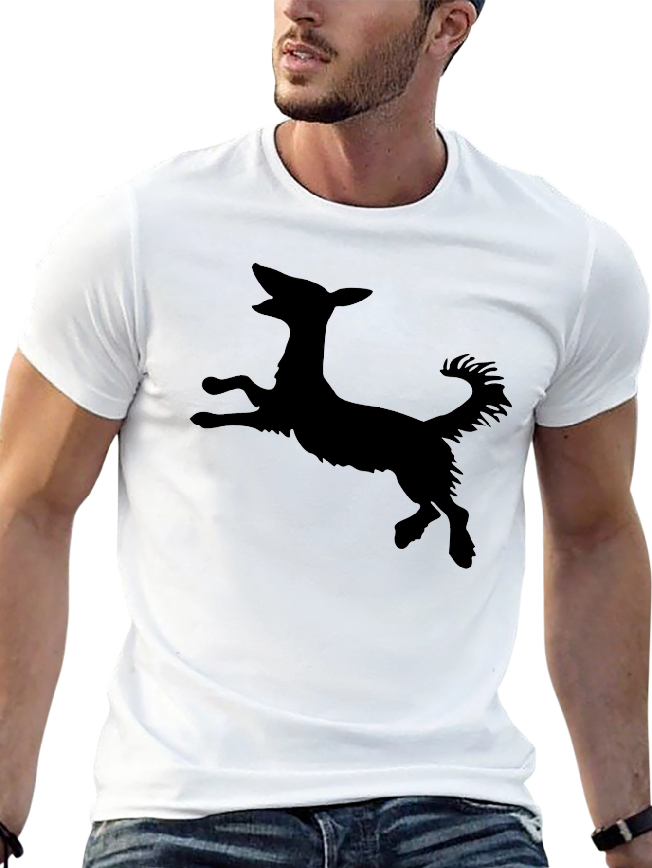 Black T-Shirt with Dog Silhouette