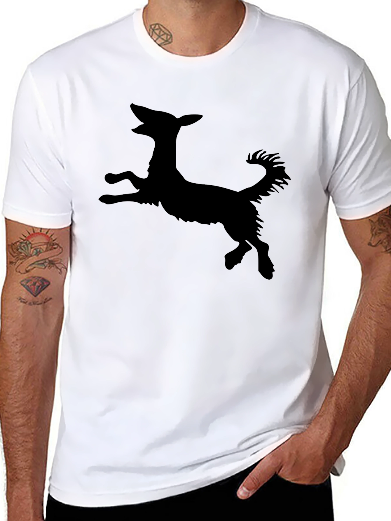 Black T-Shirt with Dog Silhouette