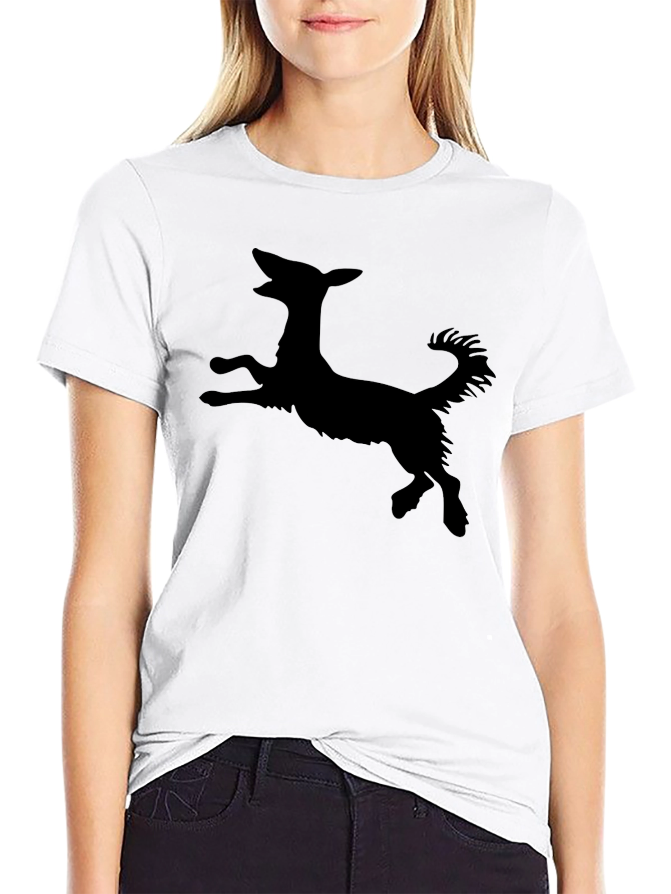 Black T-Shirt with Dog Silhouette