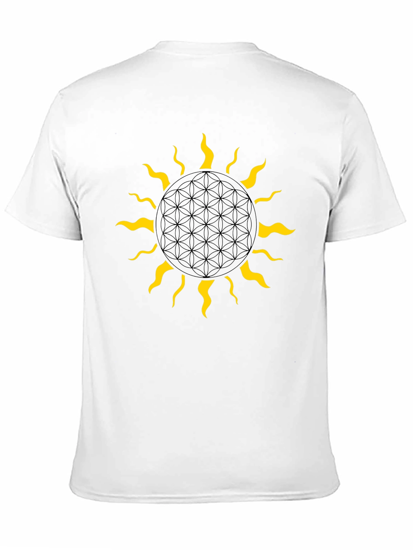 Geometric Sun Graphic Tee - Black Cotton Blend
