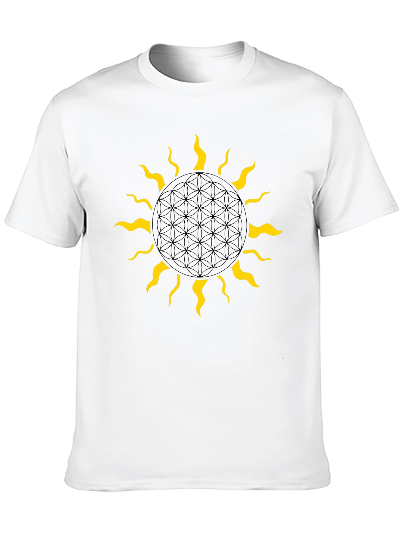 Geometric Sun Graphic Tee - Black Cotton Blend
