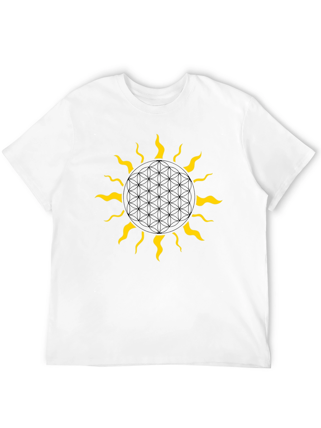 Geometric Sun Graphic Tee - Black Cotton Blend