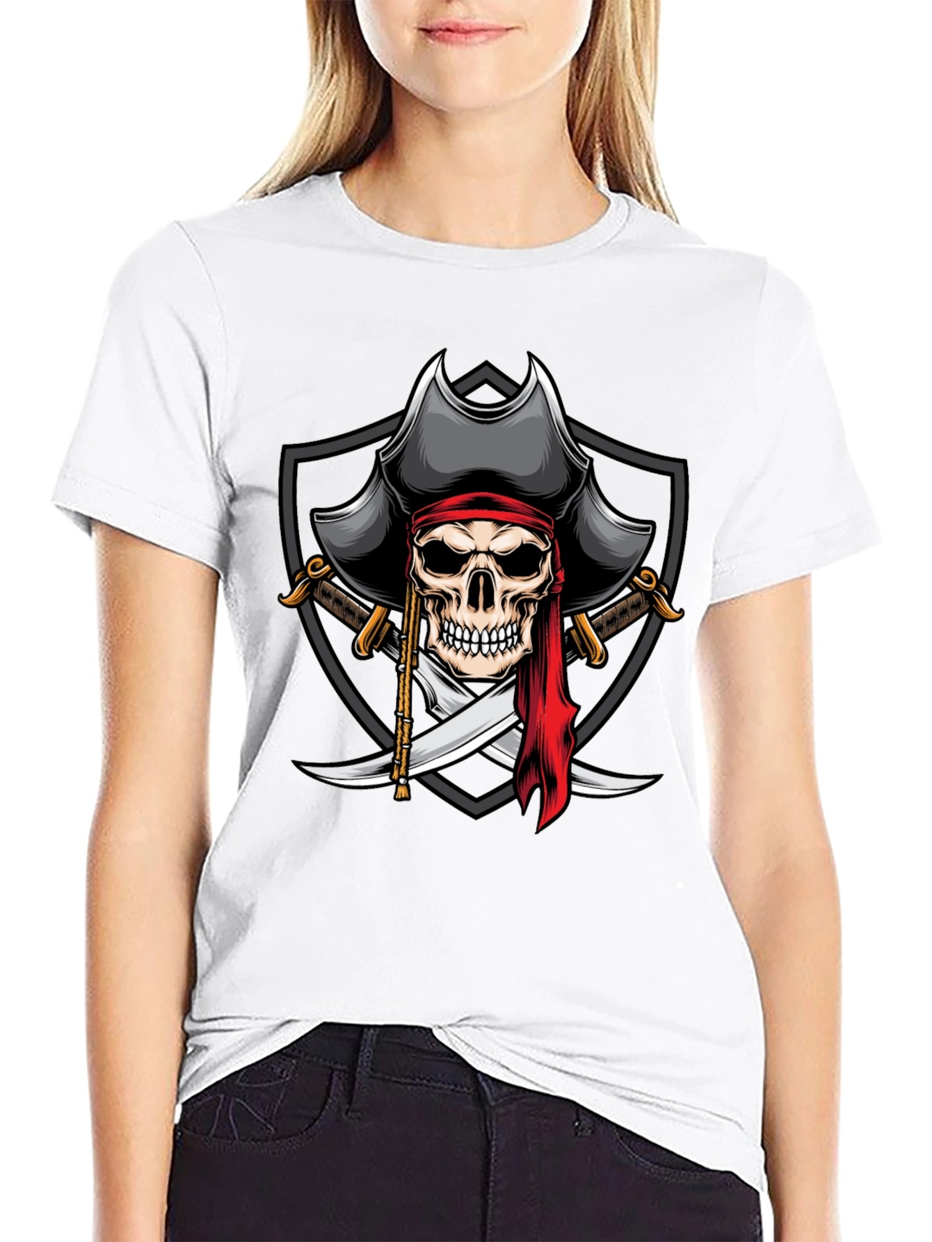 Skull Pirate T-Shirt - Mens Black Graphic Tee