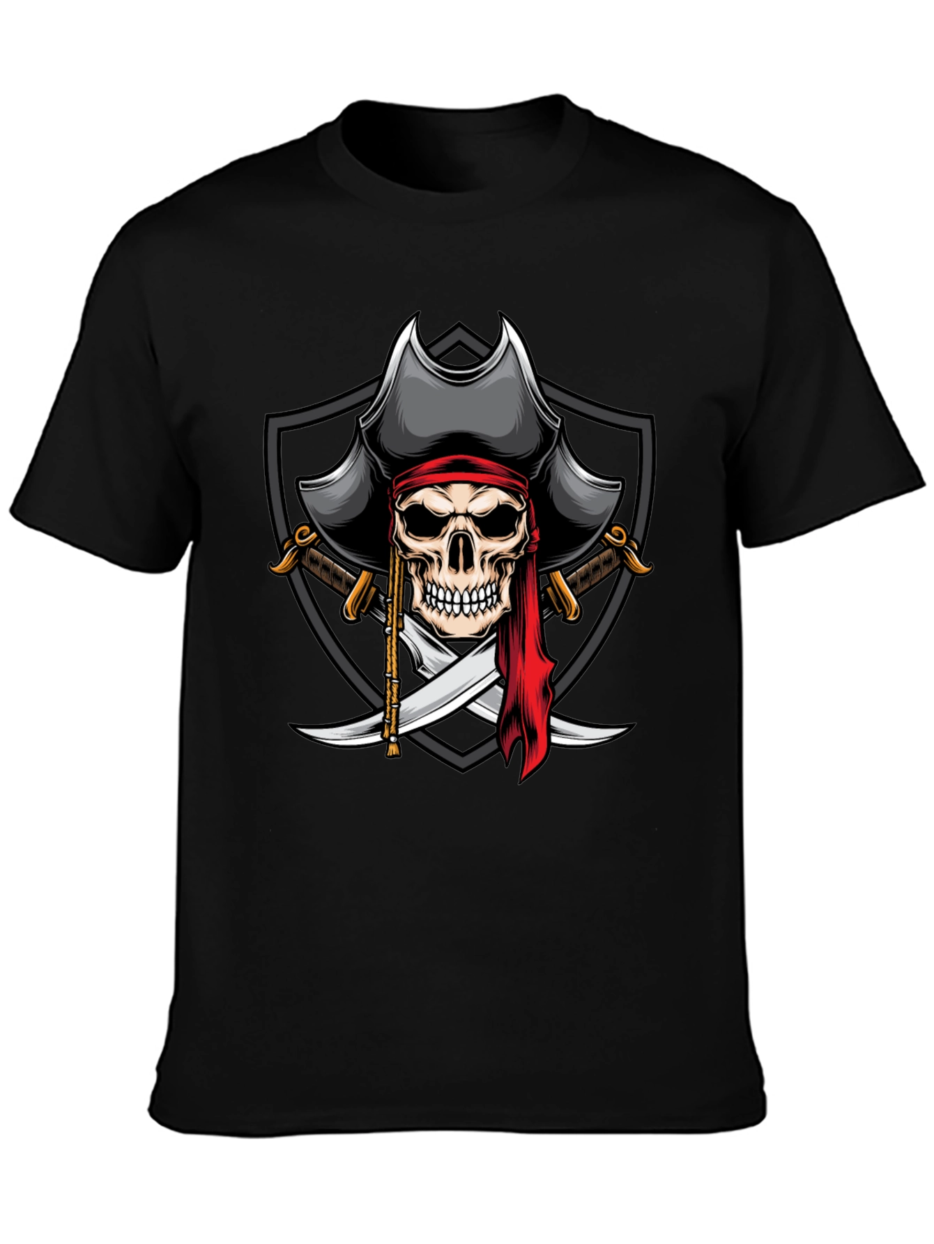 Skull Pirate T-Shirt - Mens Black Graphic Tee
