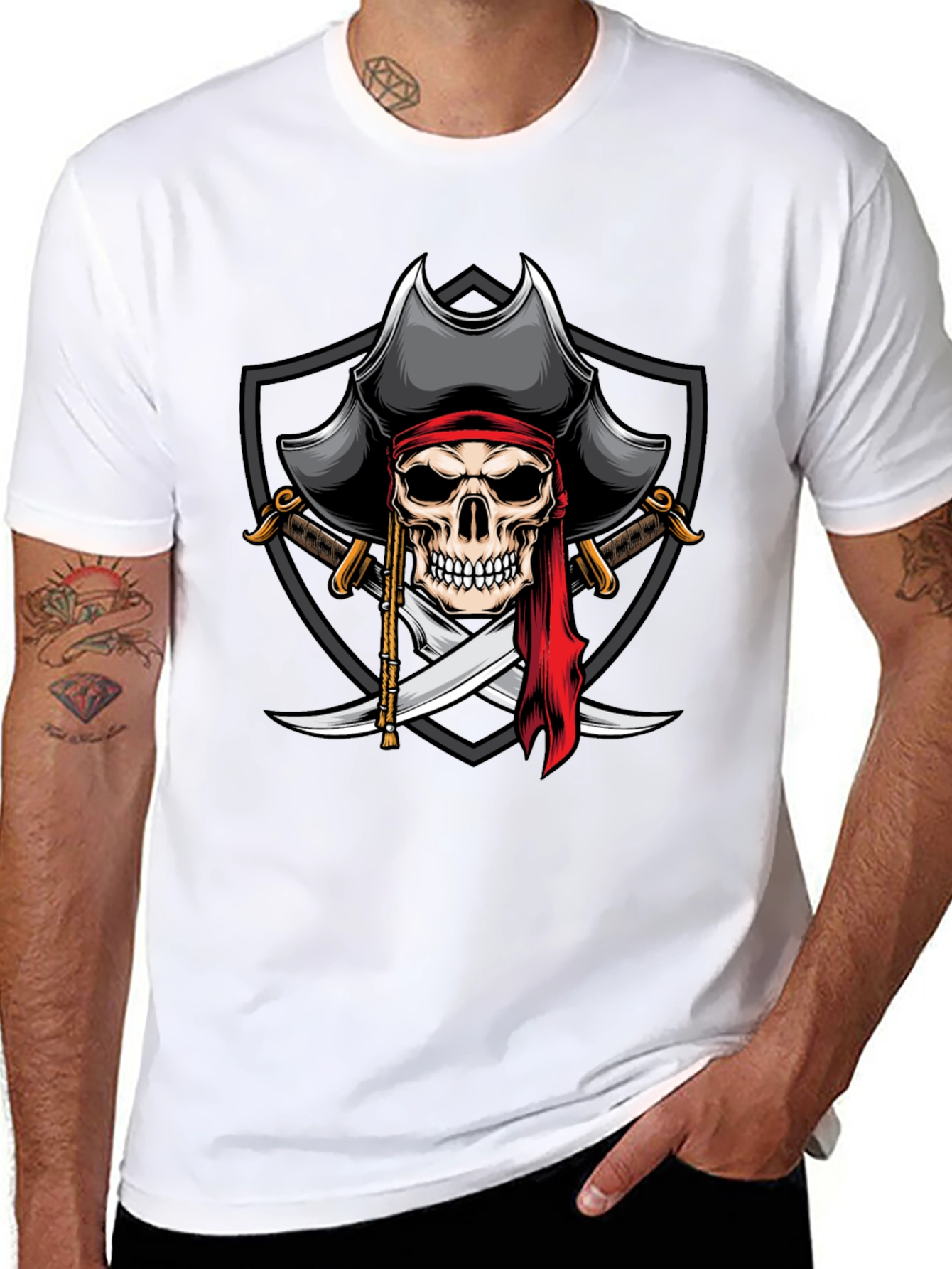 Skull Pirate T-Shirt - Mens Black Graphic Tee