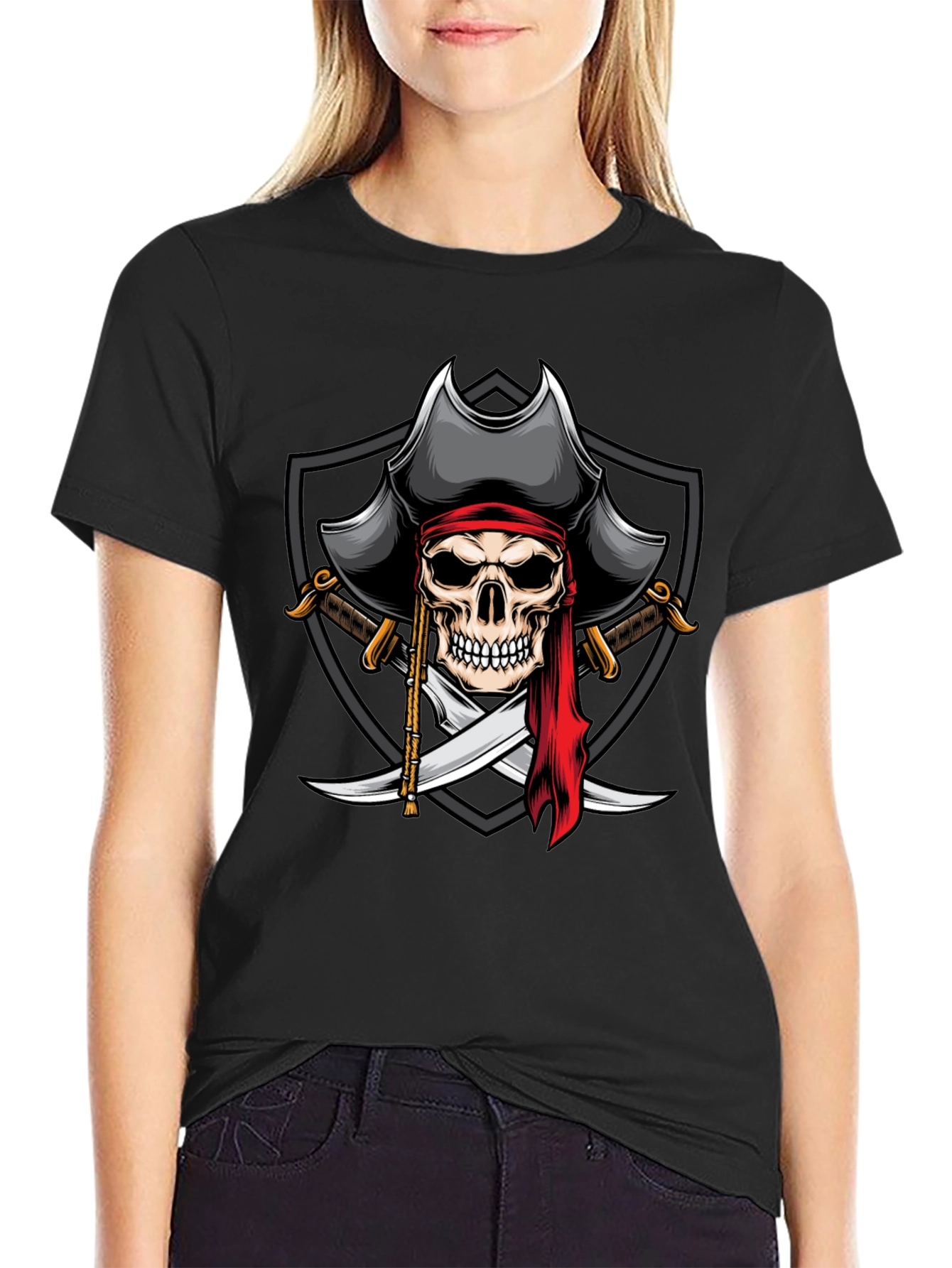 Skull Pirate T-Shirt - Mens Black Graphic Tee