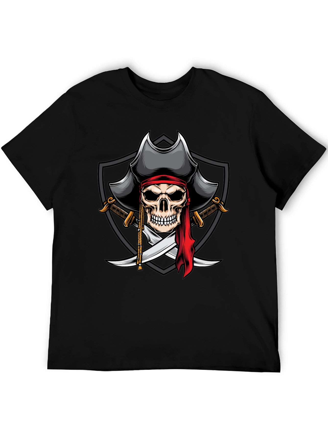 Skull Pirate T-Shirt - Mens Black Graphic Tee