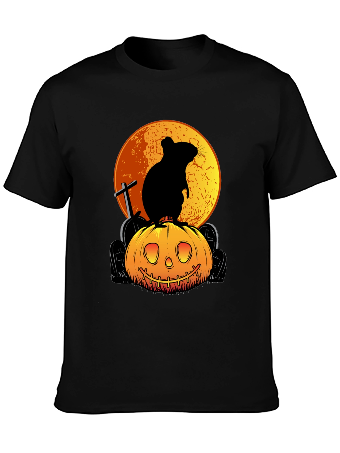 Halloween Rat on Pumpkin Graphic Tee
