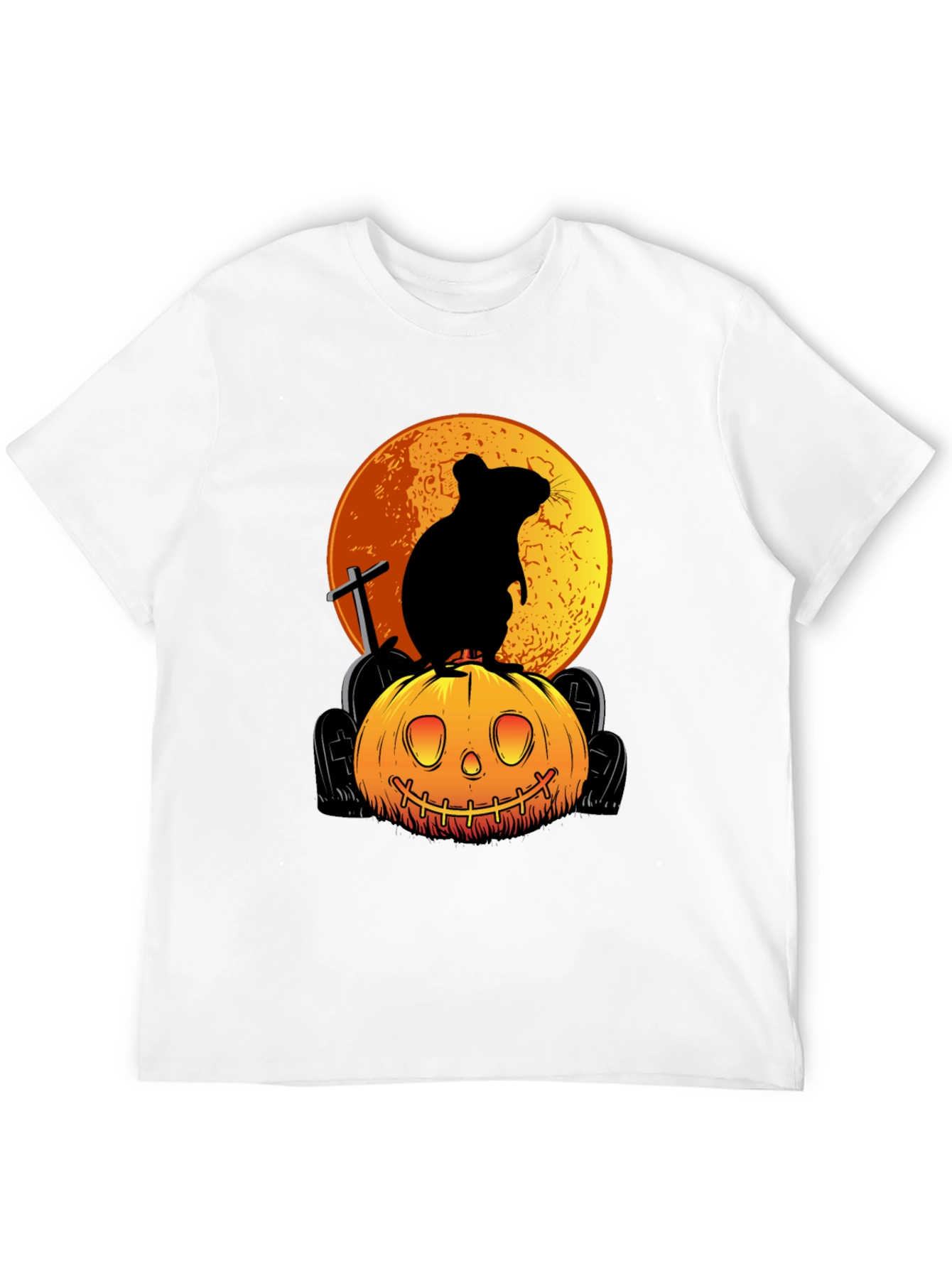 Halloween Rat on Pumpkin Graphic Tee