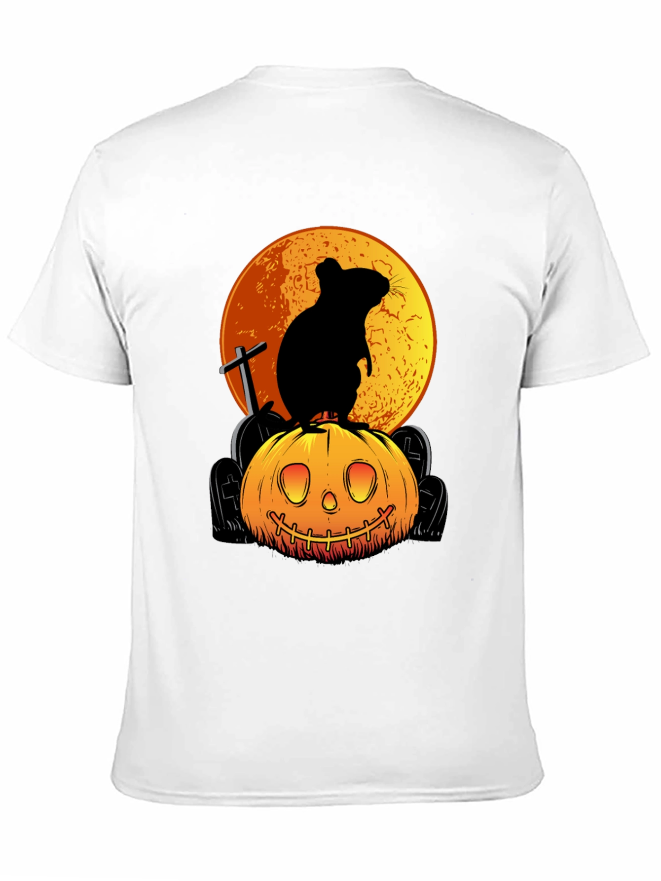 Halloween Rat on Pumpkin Graphic Tee