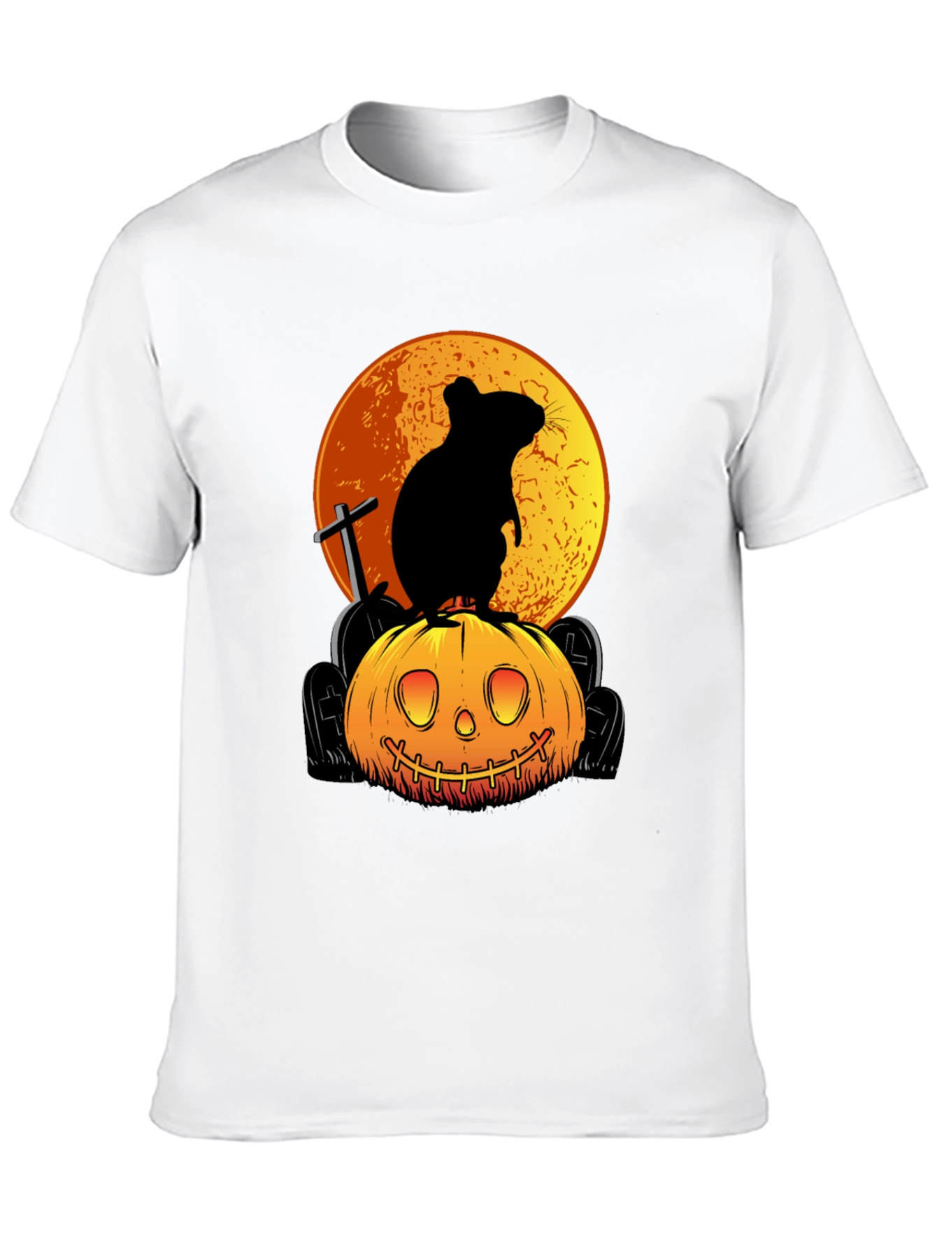Halloween Rat on Pumpkin Graphic Tee