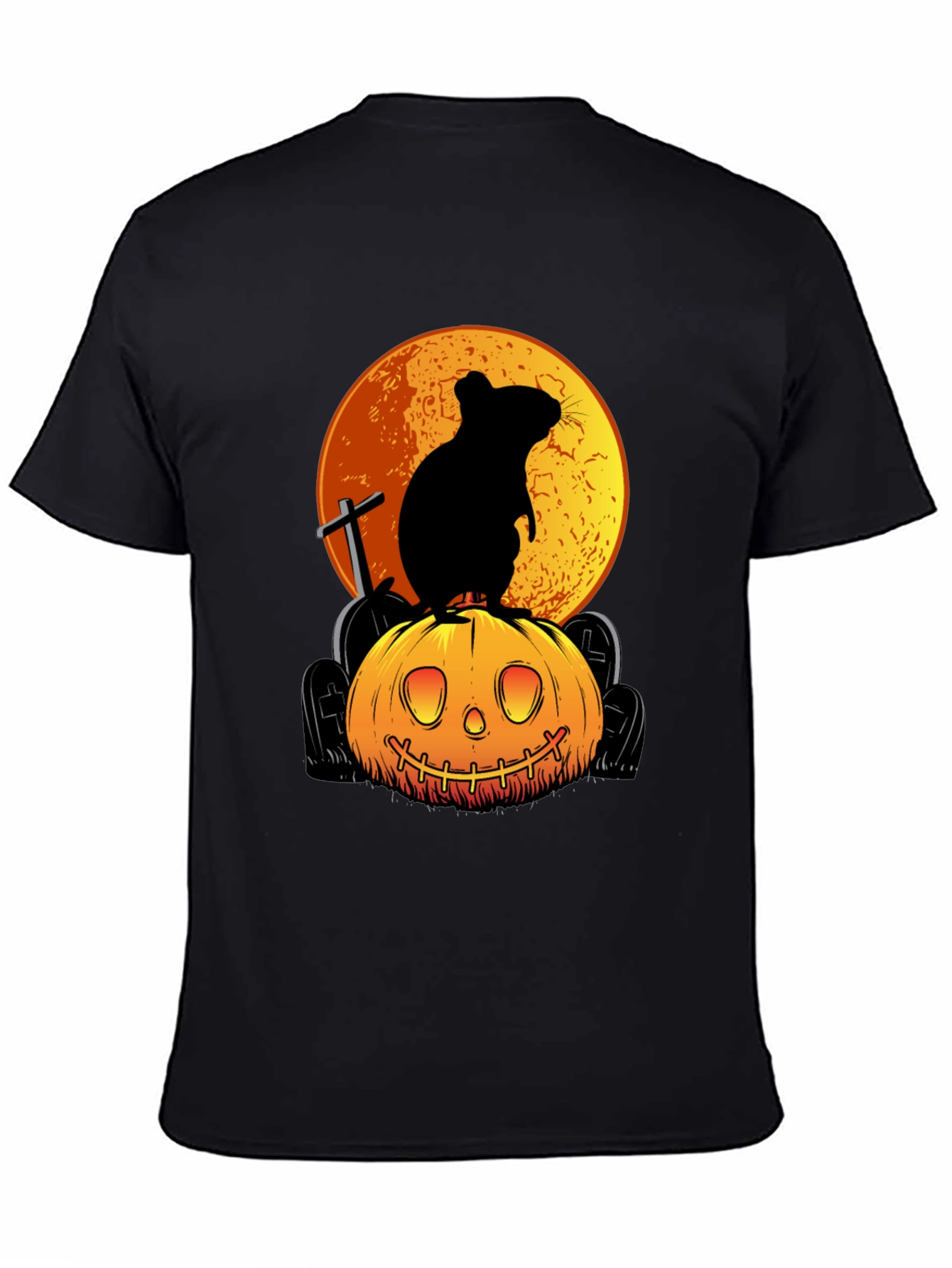 Halloween Rat on Pumpkin Graphic Tee