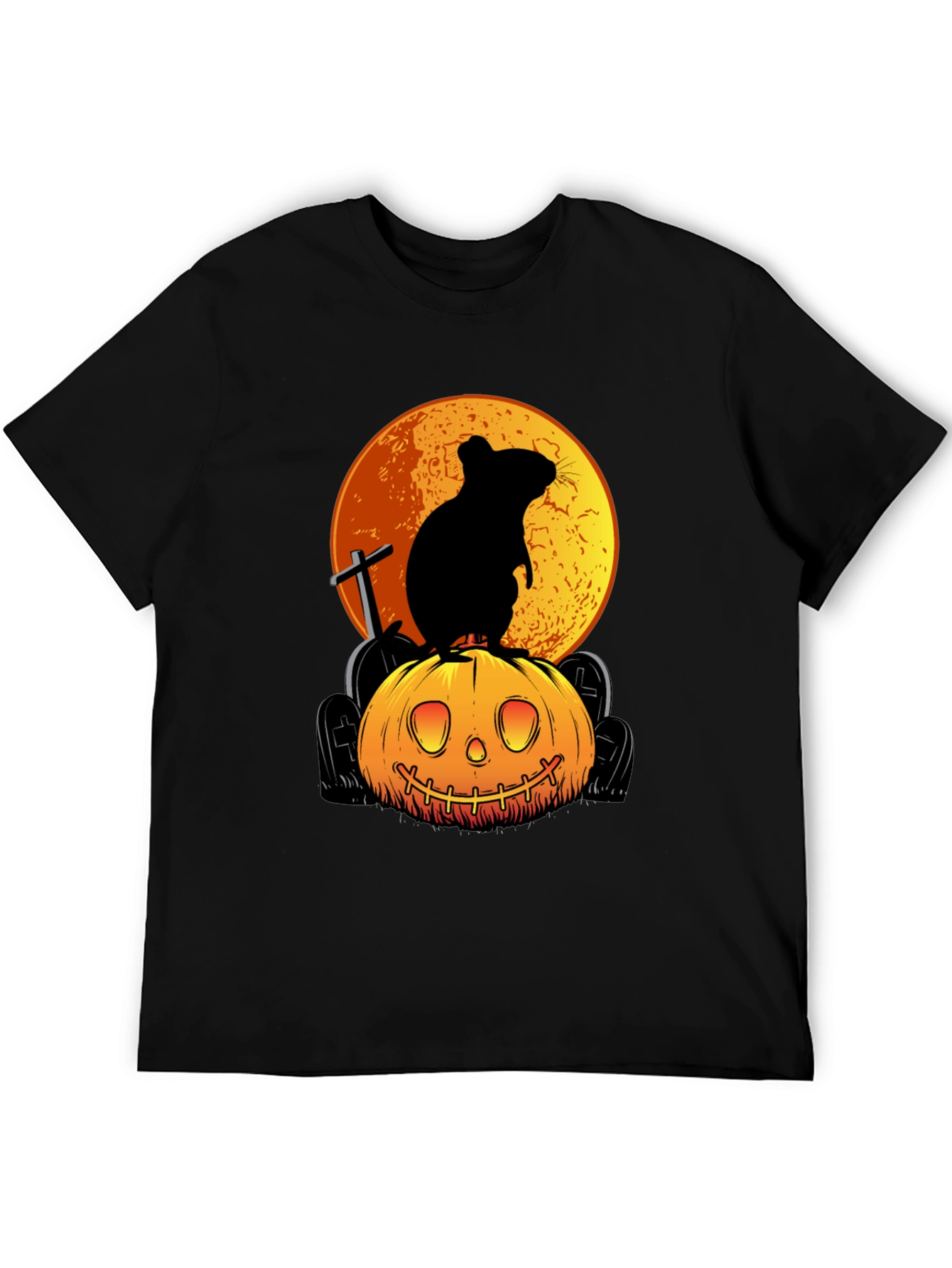 Halloween Rat on Pumpkin Graphic Tee