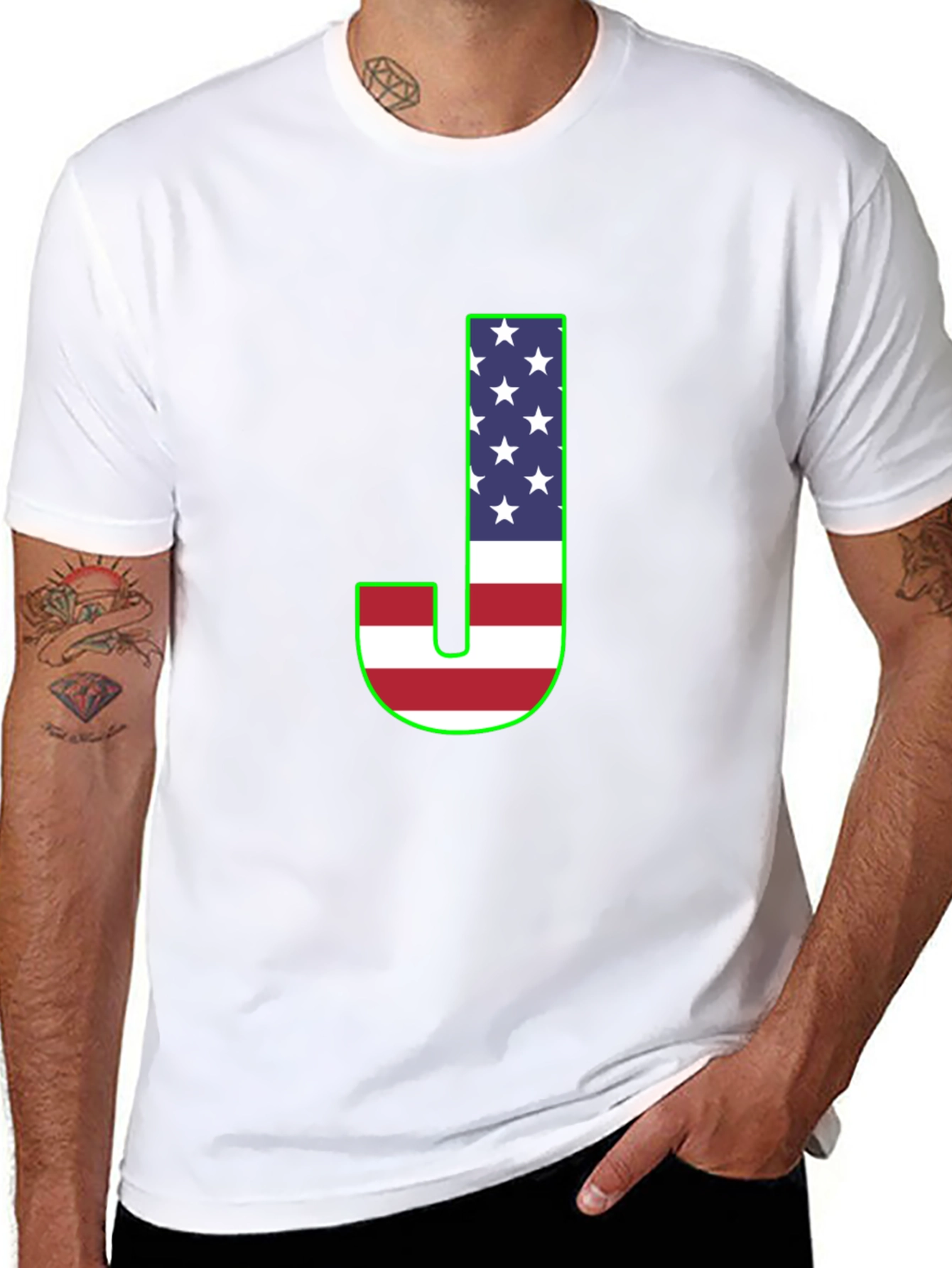Letter J USA Flag Graphic T-Shirt