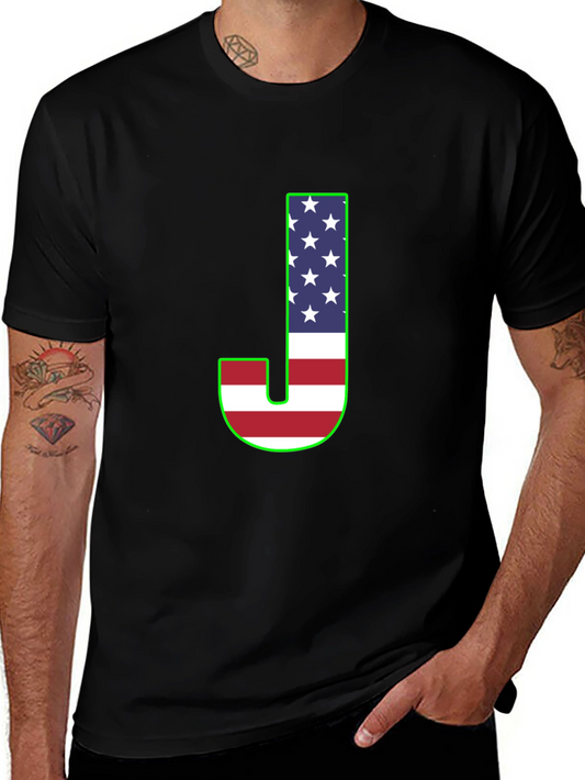Letter J USA Flag Graphic T-Shirt