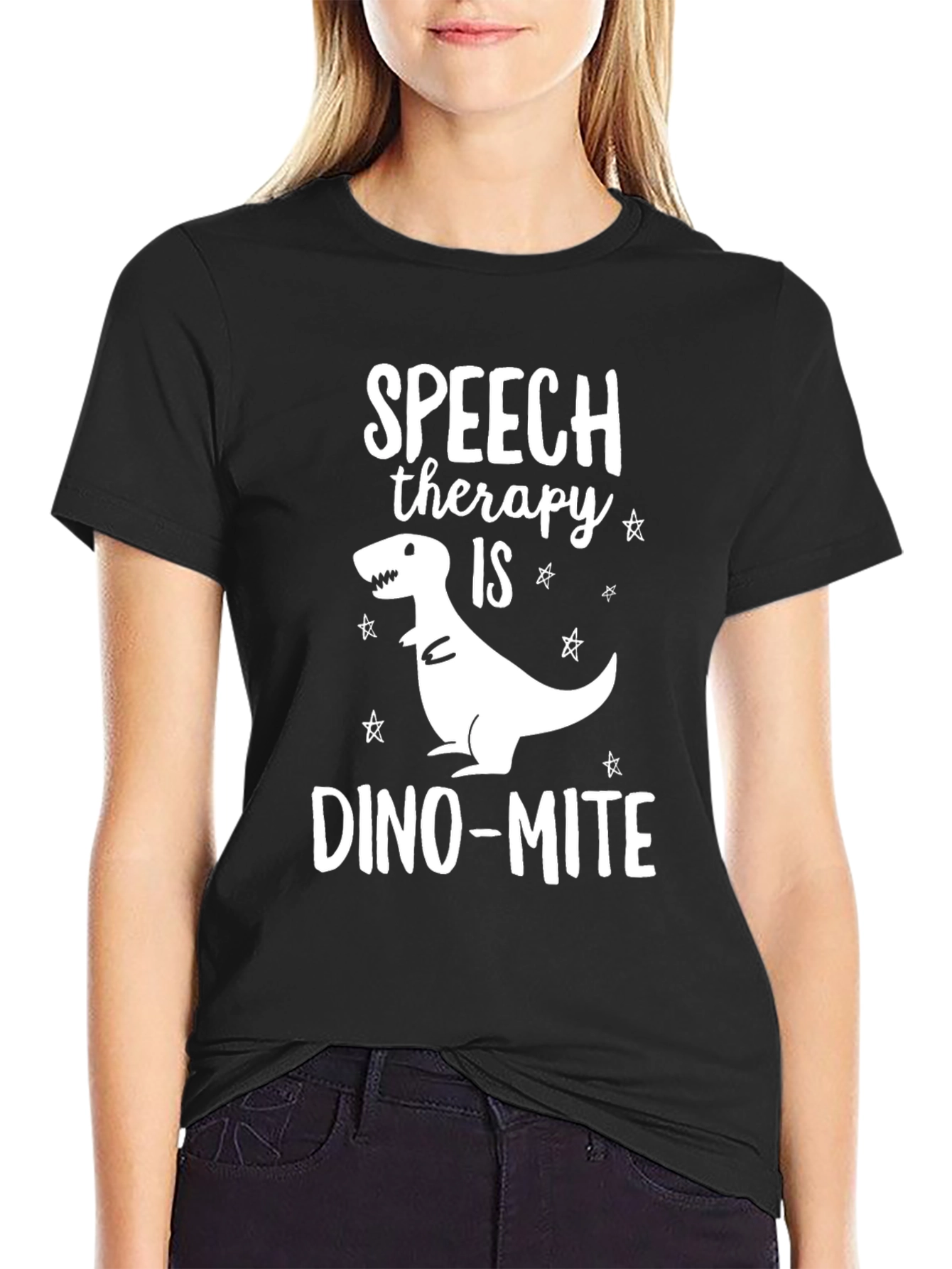 Speech Therapy Dino-mite Black T-Shirt