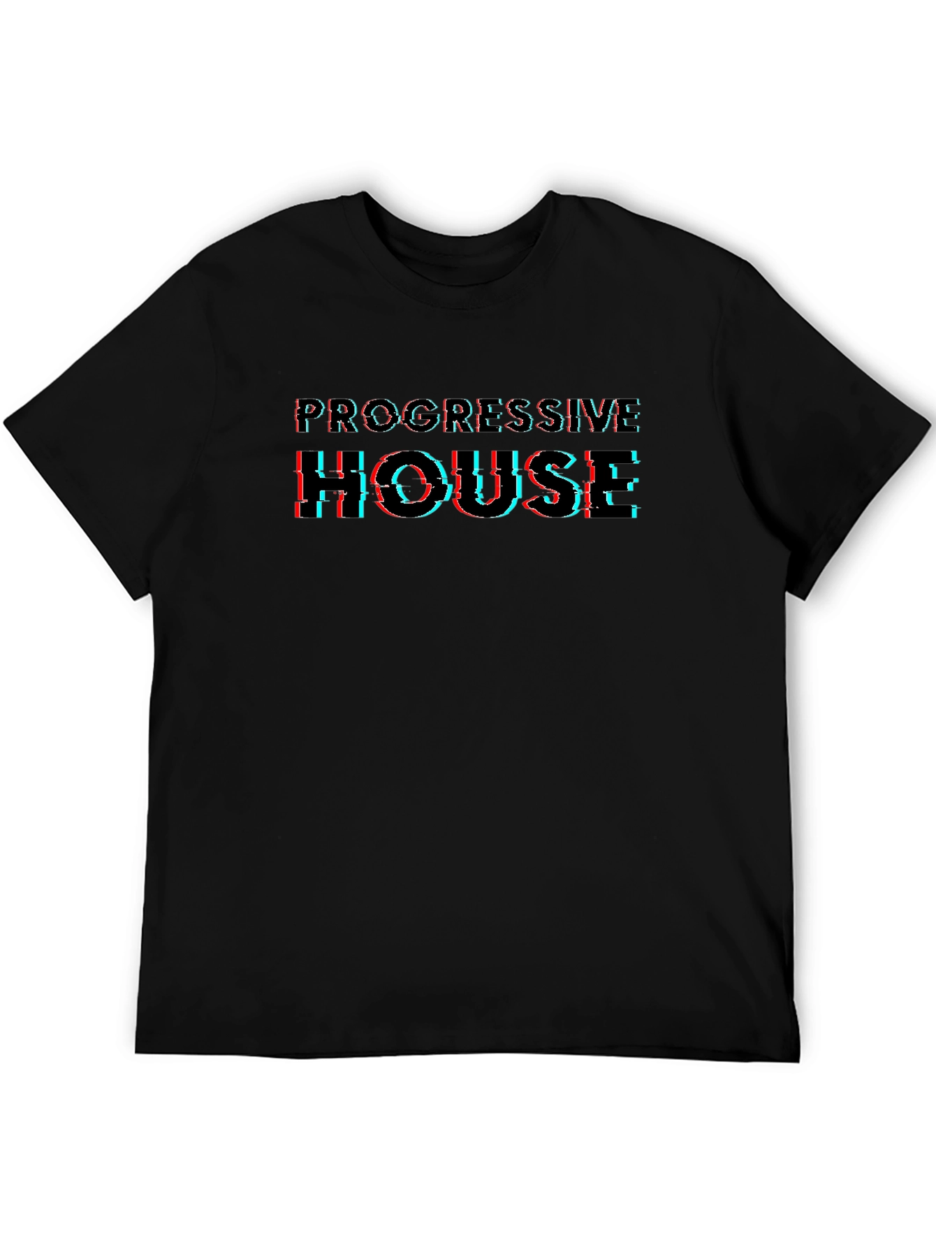 Progressive House Glitch Style Black T-Shirt