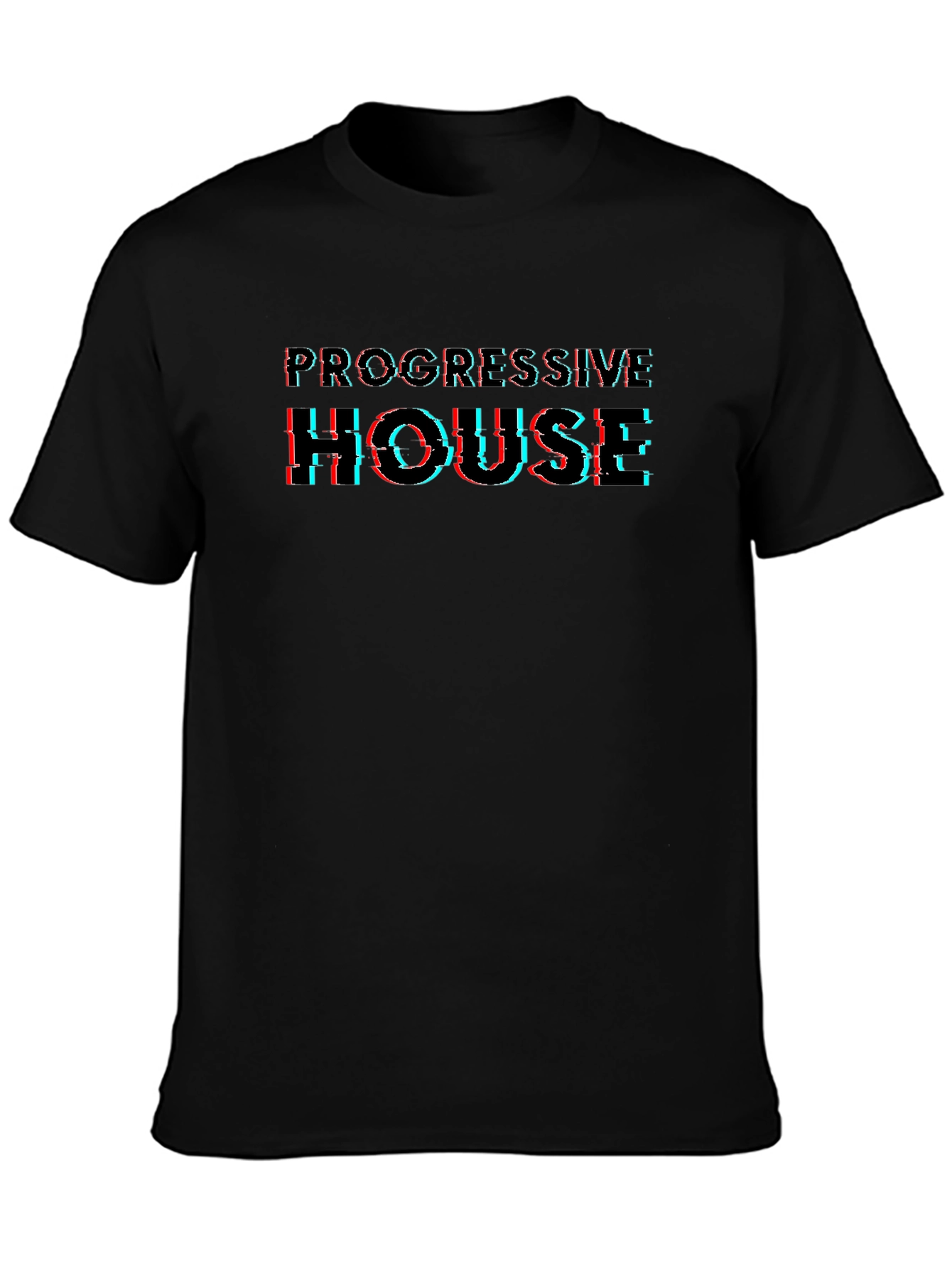 Progressive House Glitch Style Black T-Shirt