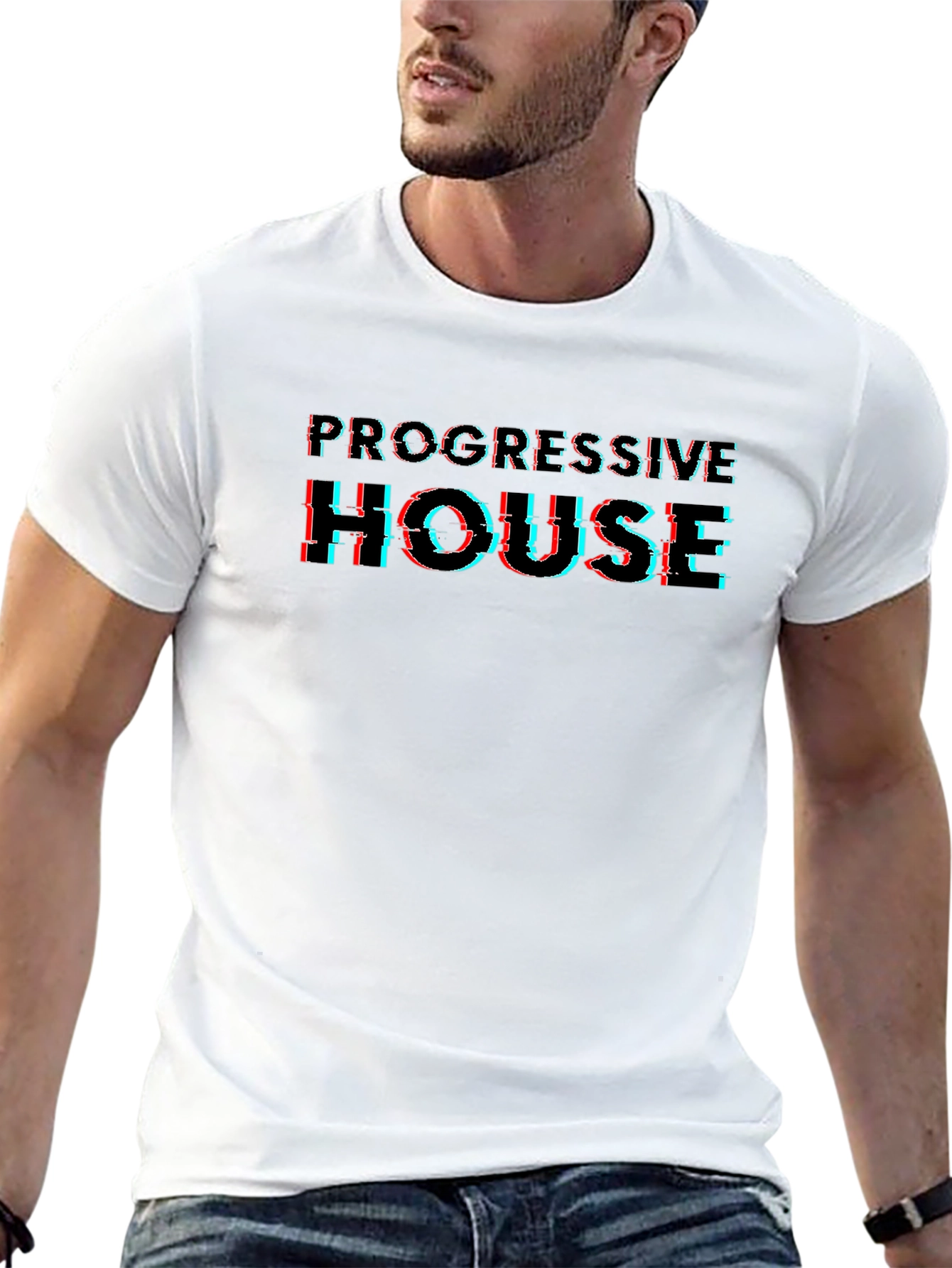 Progressive House Glitch Style Black T-Shirt