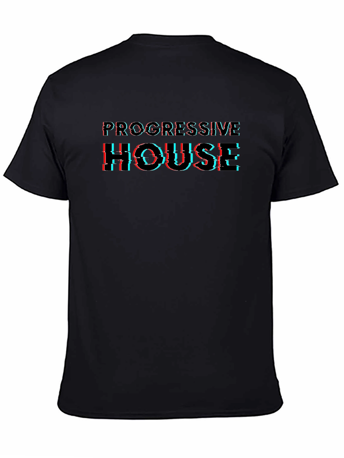 Progressive House Glitch Style Black T-Shirt