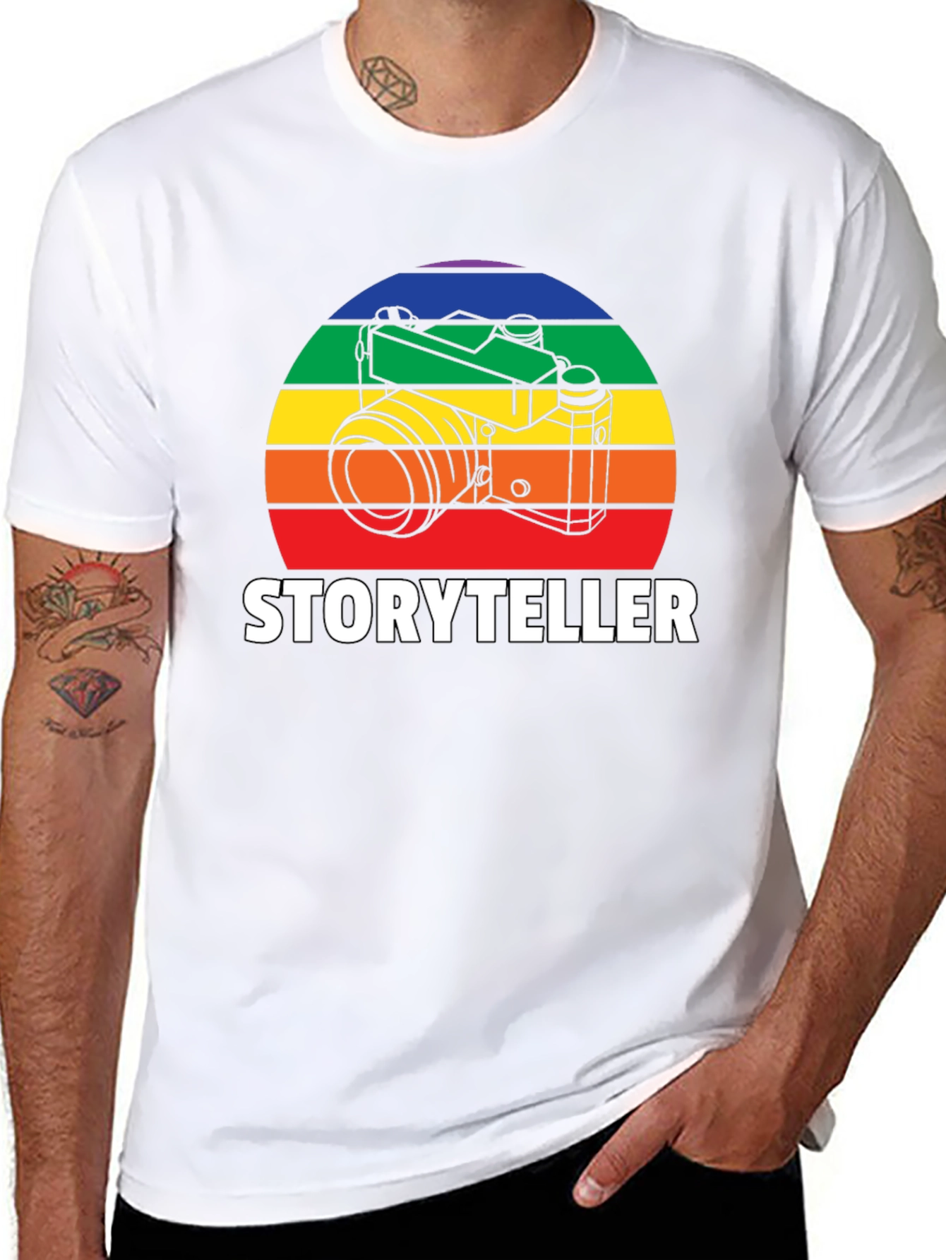 Storyteller Photographer T-Shirt - Rainbow Camera Design