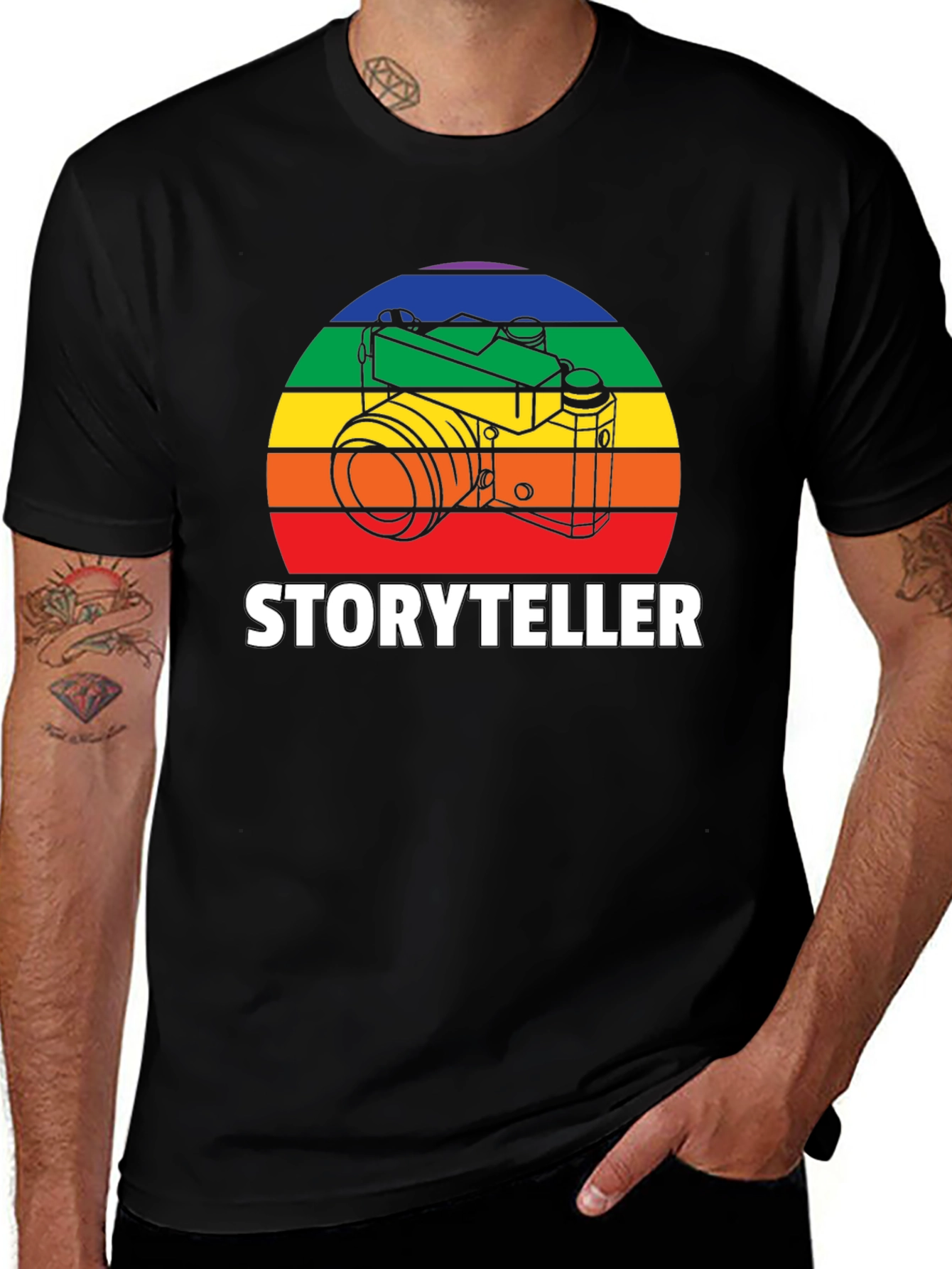 Storyteller Photographer T-Shirt - Rainbow Camera Design