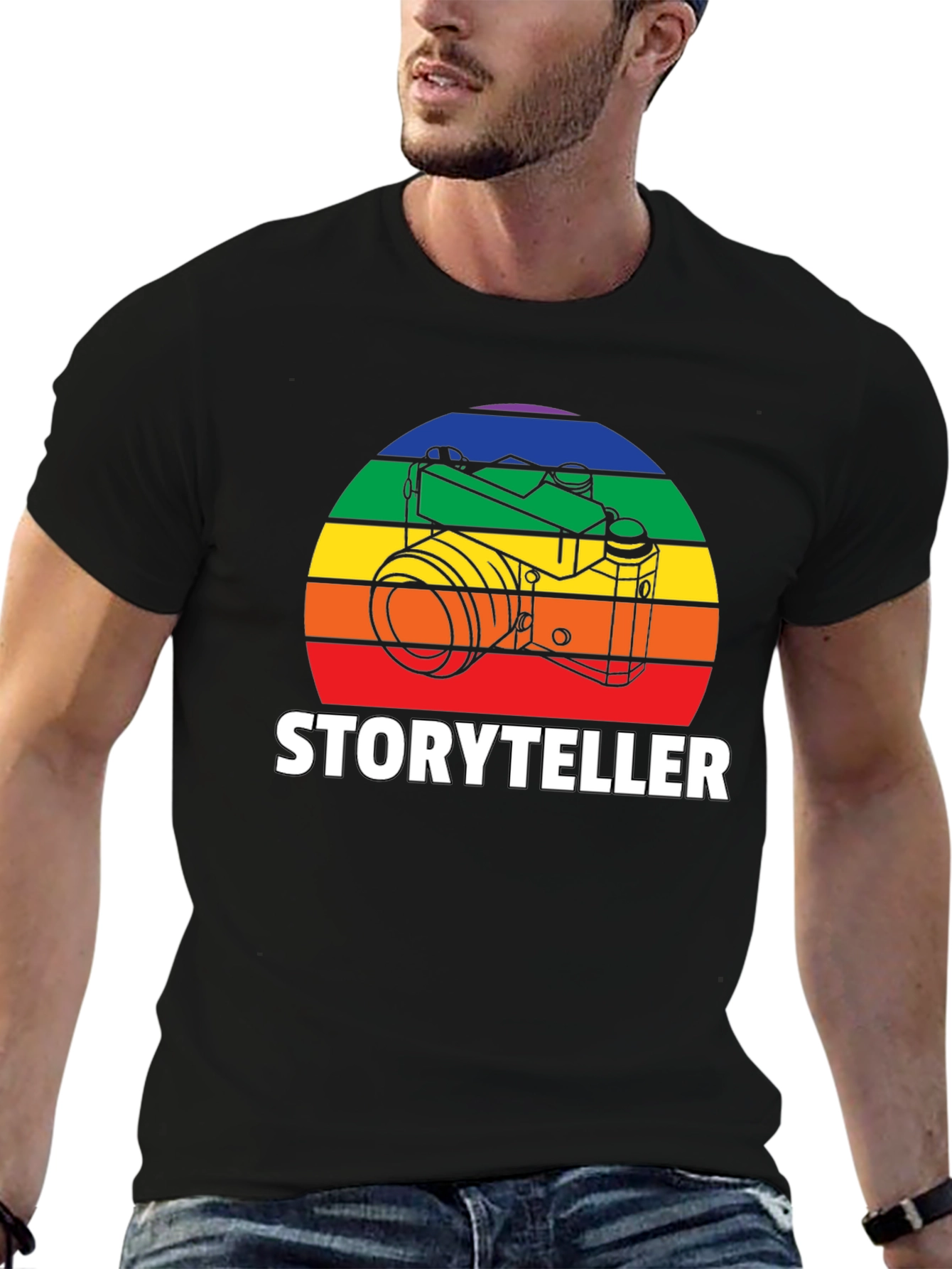 Storyteller Photographer T-Shirt - Rainbow Camera Design