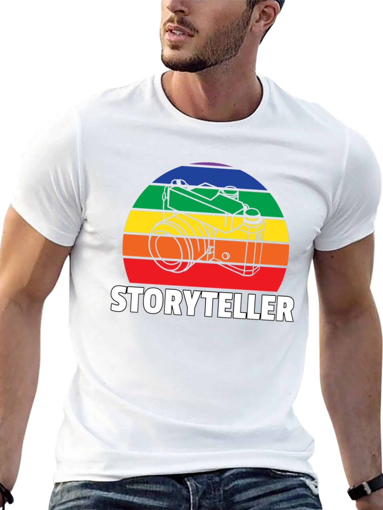 Storyteller Photographer T-Shirt - Rainbow Camera Design