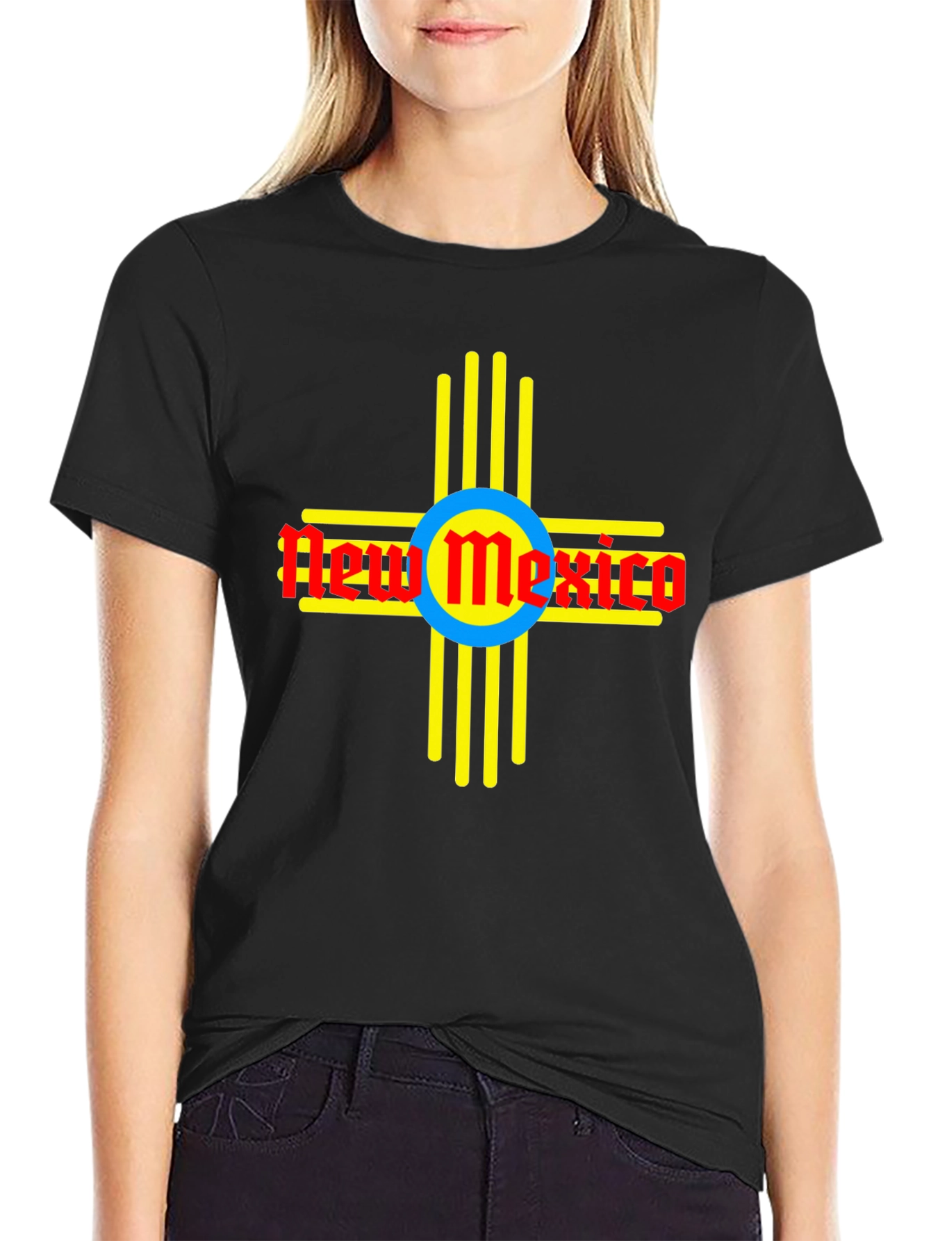 New Mexico Zia Symbol Black T-Shirt