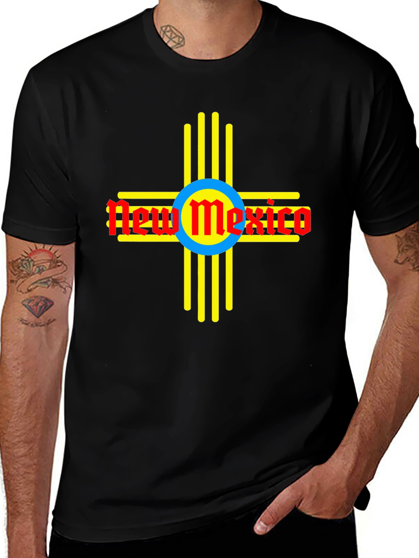 New Mexico Zia Symbol Black T-Shirt