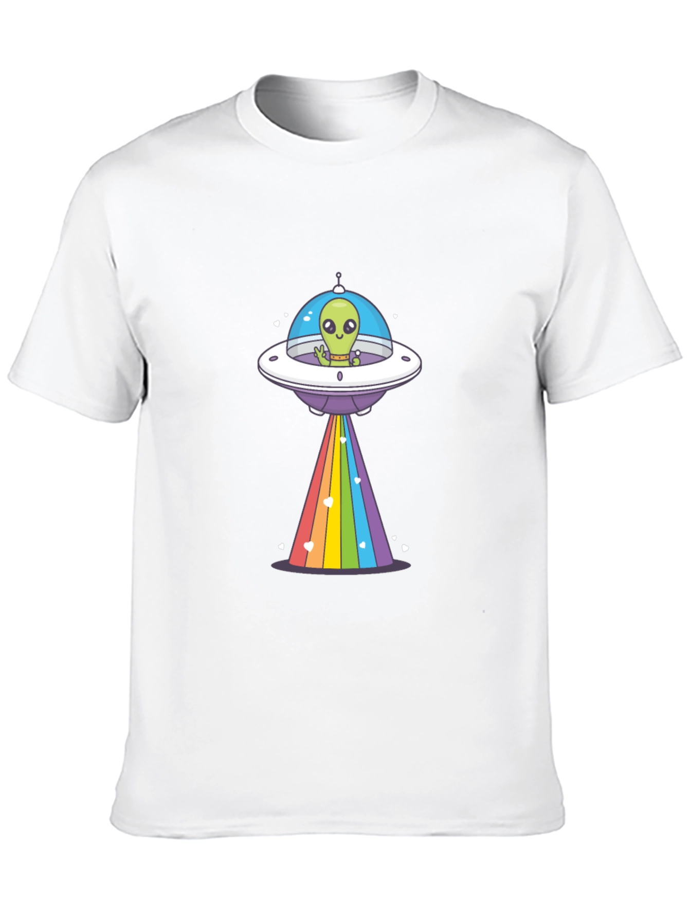 Alien UFO Rainbow Beam Graphic T-Shirt