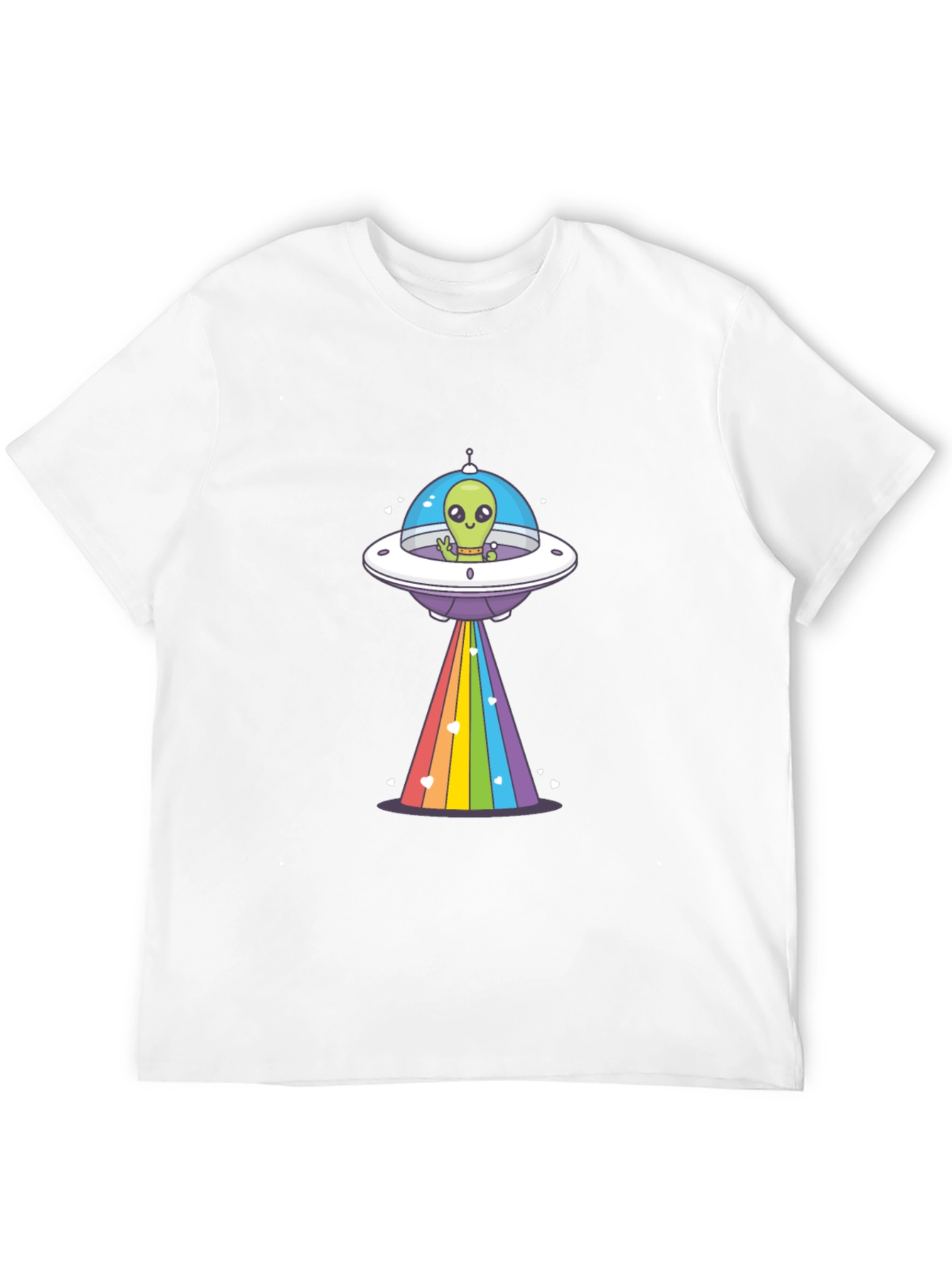 Alien UFO Rainbow Beam Graphic T-Shirt