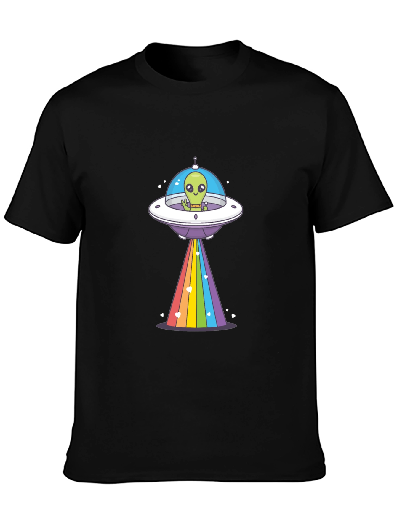 Alien UFO Rainbow Beam Graphic T-Shirt