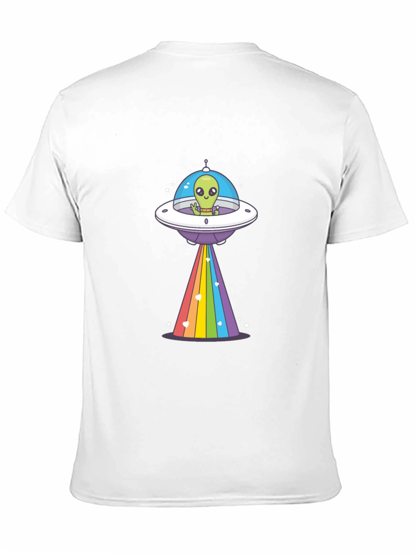 Alien UFO Rainbow Beam Graphic T-Shirt