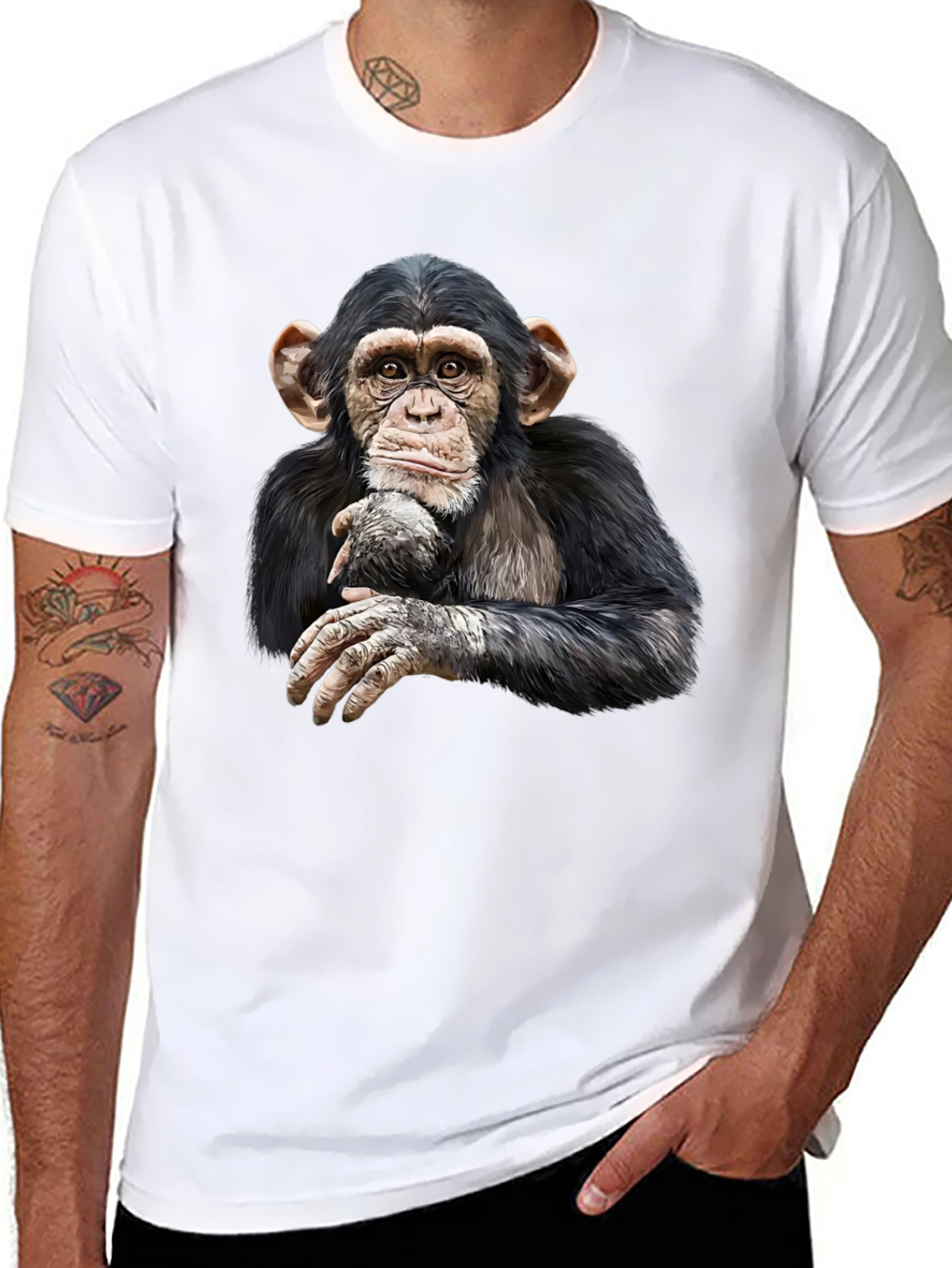 Chimpanzee Graphic Tee - Black Cotton T-Shirt
