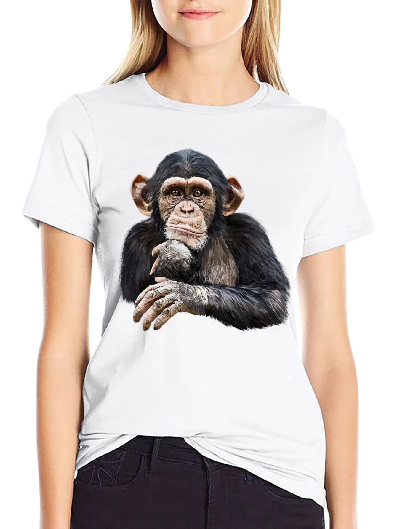 Chimpanzee Graphic Tee - Black Cotton T-Shirt