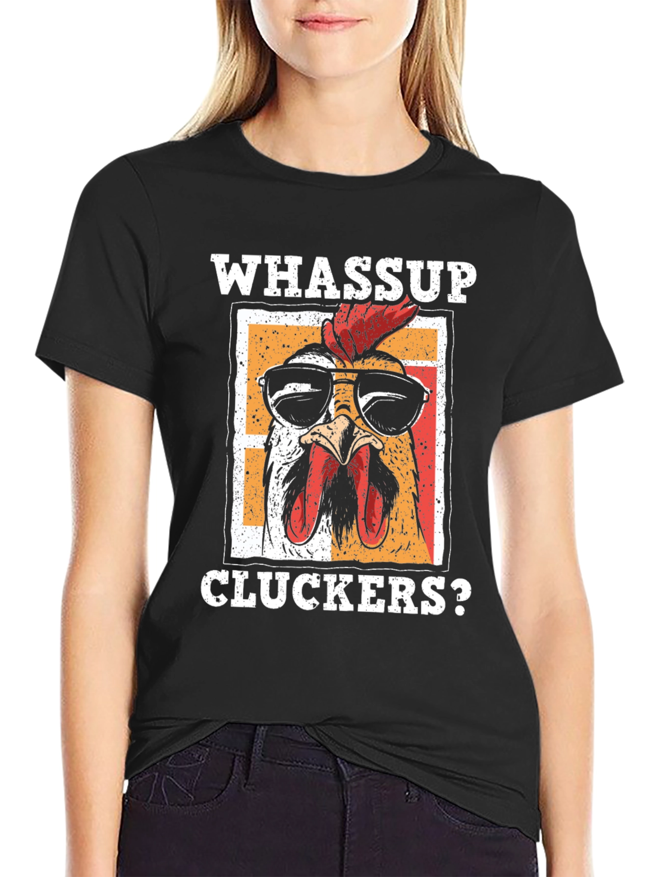 Whassup Cluckers? T-Shirt - Cool Chicken Design