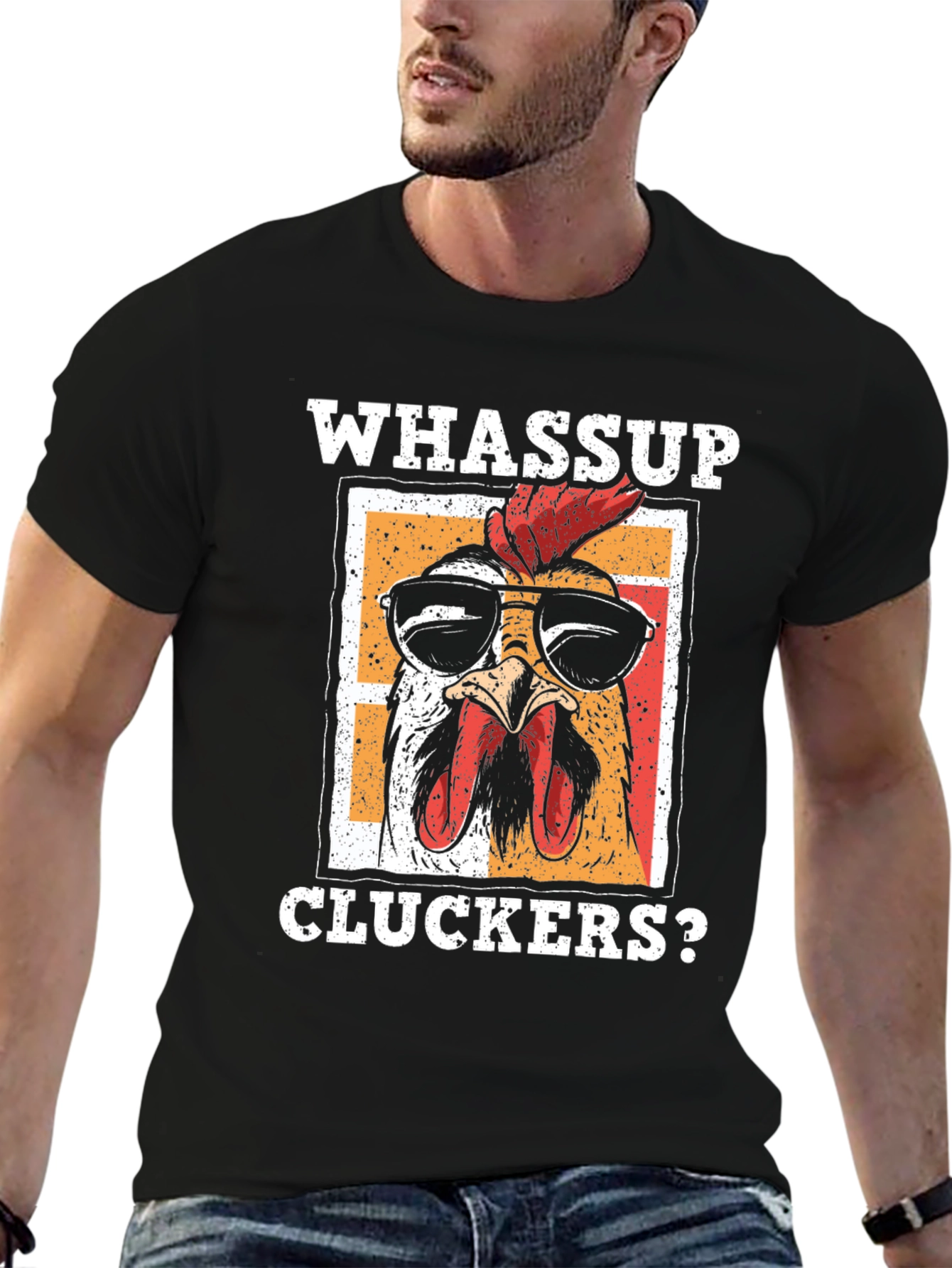Whassup Cluckers? T-Shirt - Cool Chicken Design