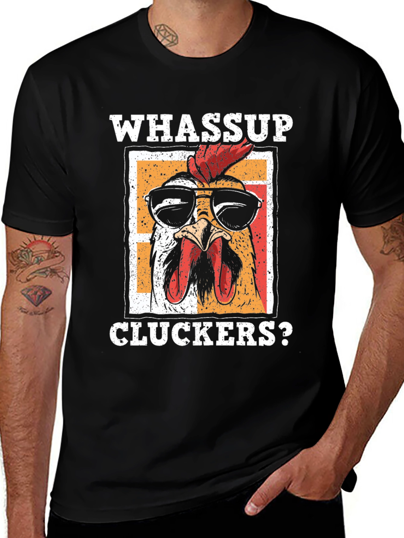 Whassup Cluckers? T-Shirt - Cool Chicken Design