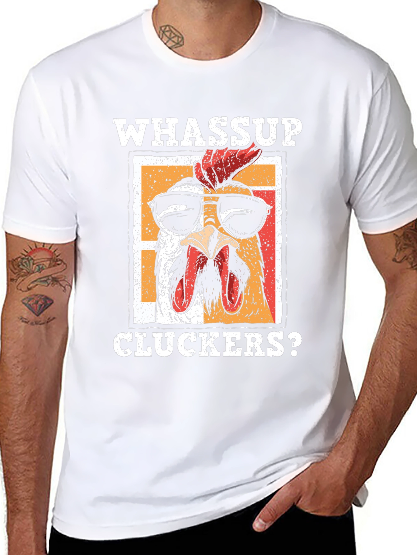 Whassup Cluckers? T-Shirt - Cool Chicken Design