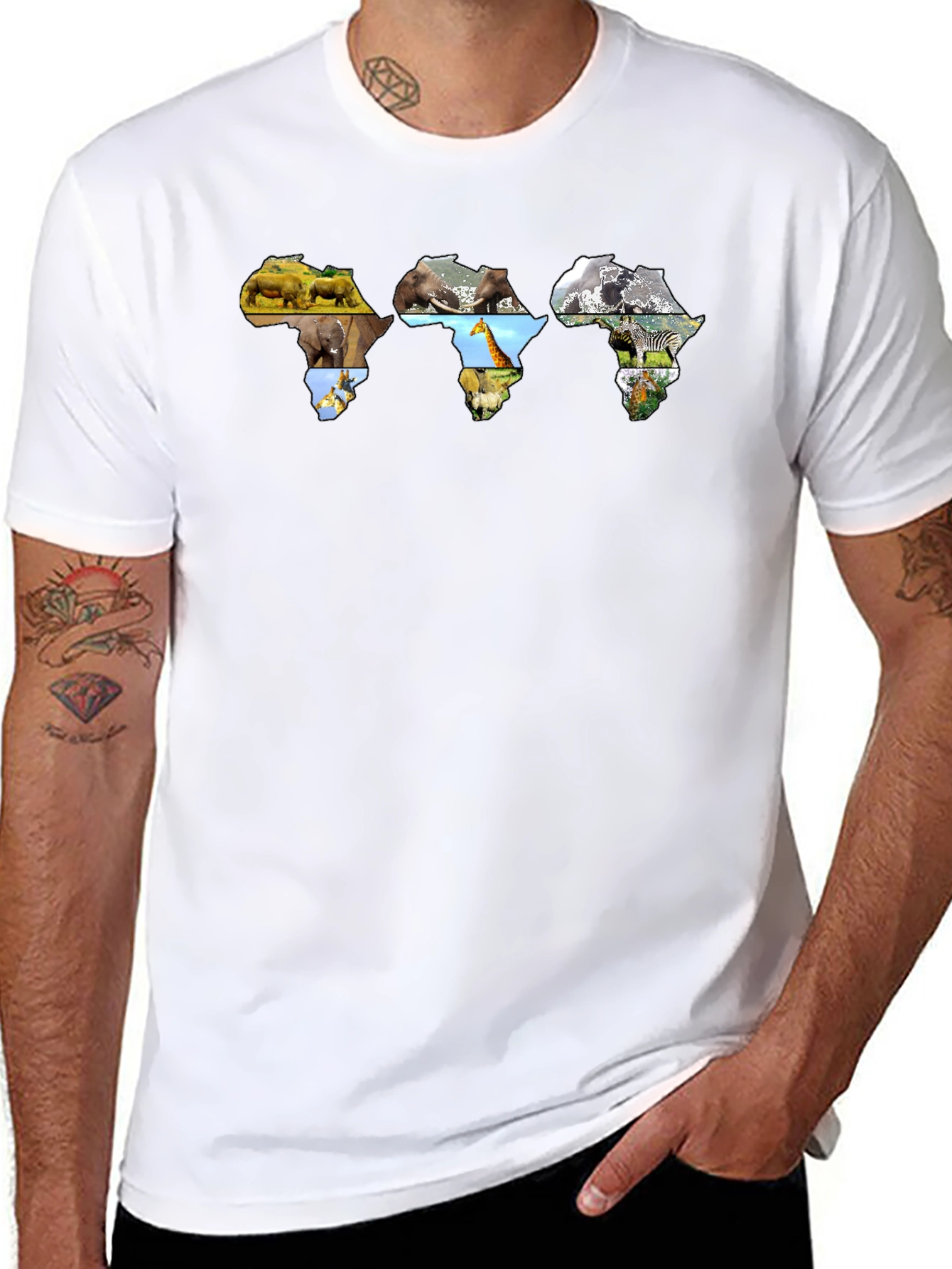 African Wildlife Map Graphic T-Shirt