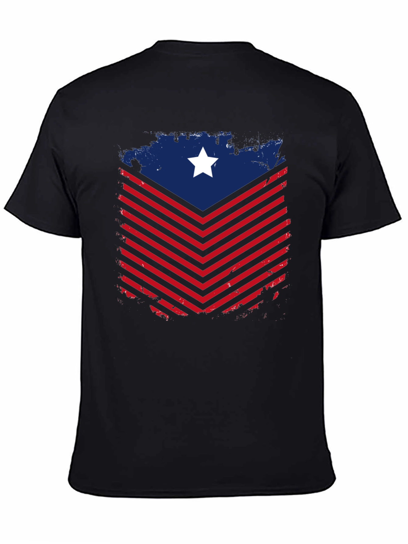 Patriotic Chevron Star Graphic Tee - Mens Black T-Shirt