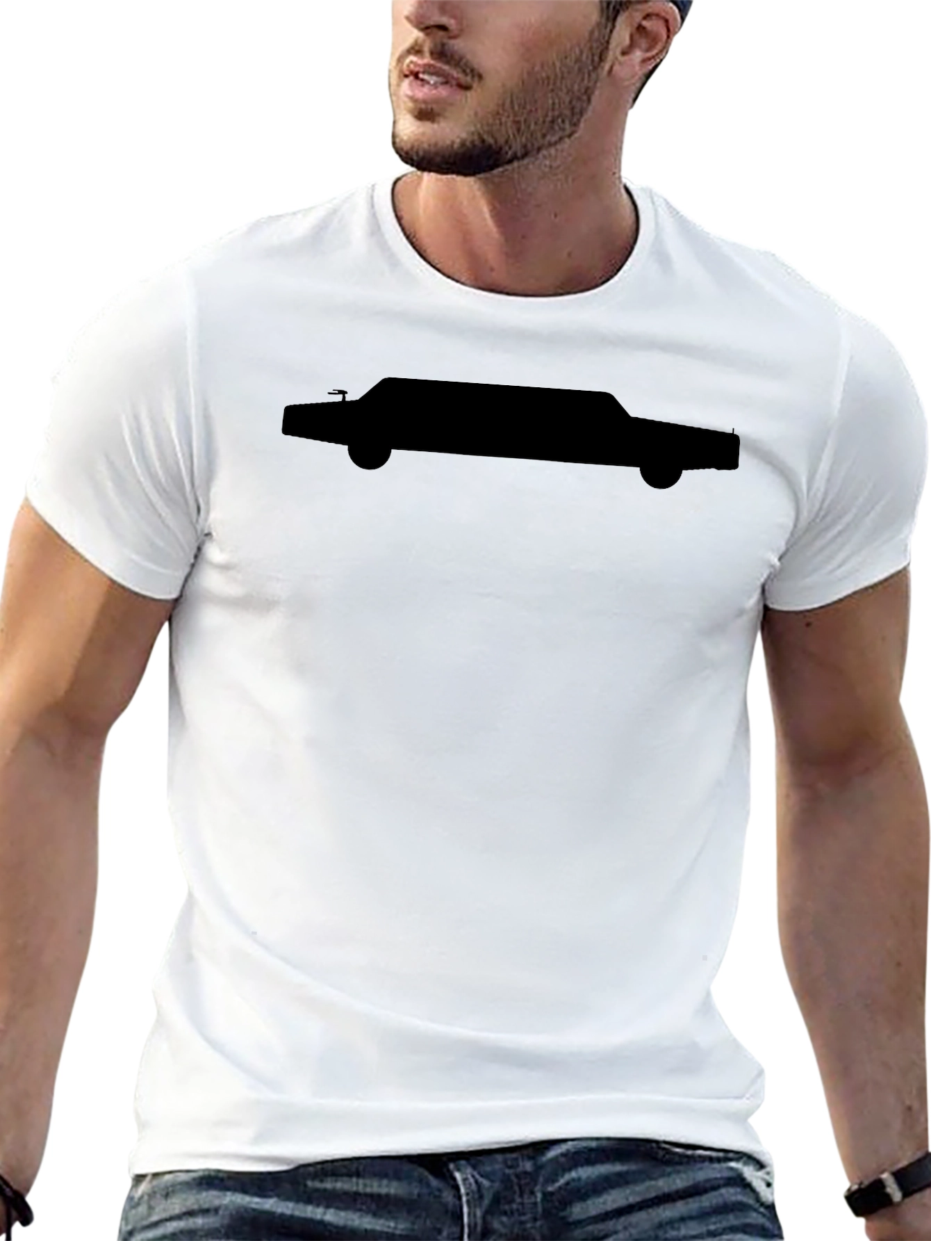 Mens Black T-Shirt with Car Silhouette Graphic