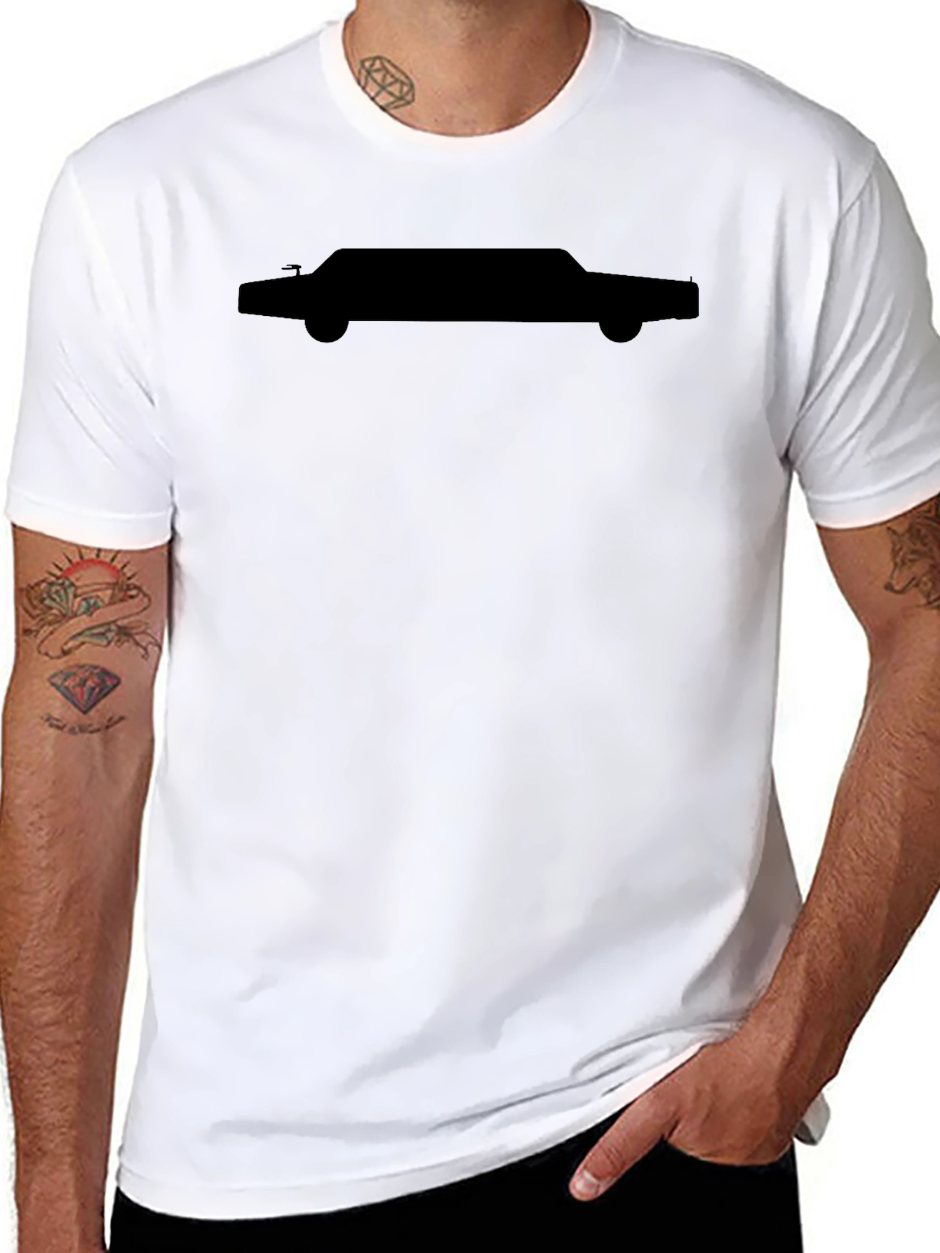 Mens Black T-Shirt with Car Silhouette Graphic